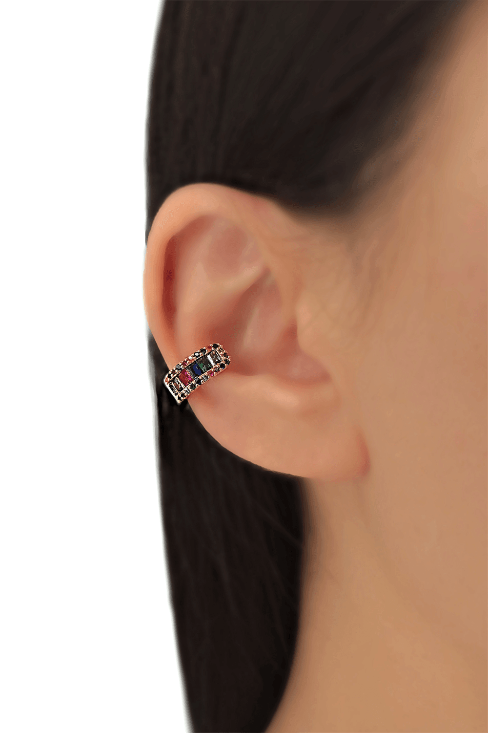 Tekli Renkli Baget Taş Earcuff/Kıkırdak Küpe TrKüpe35146