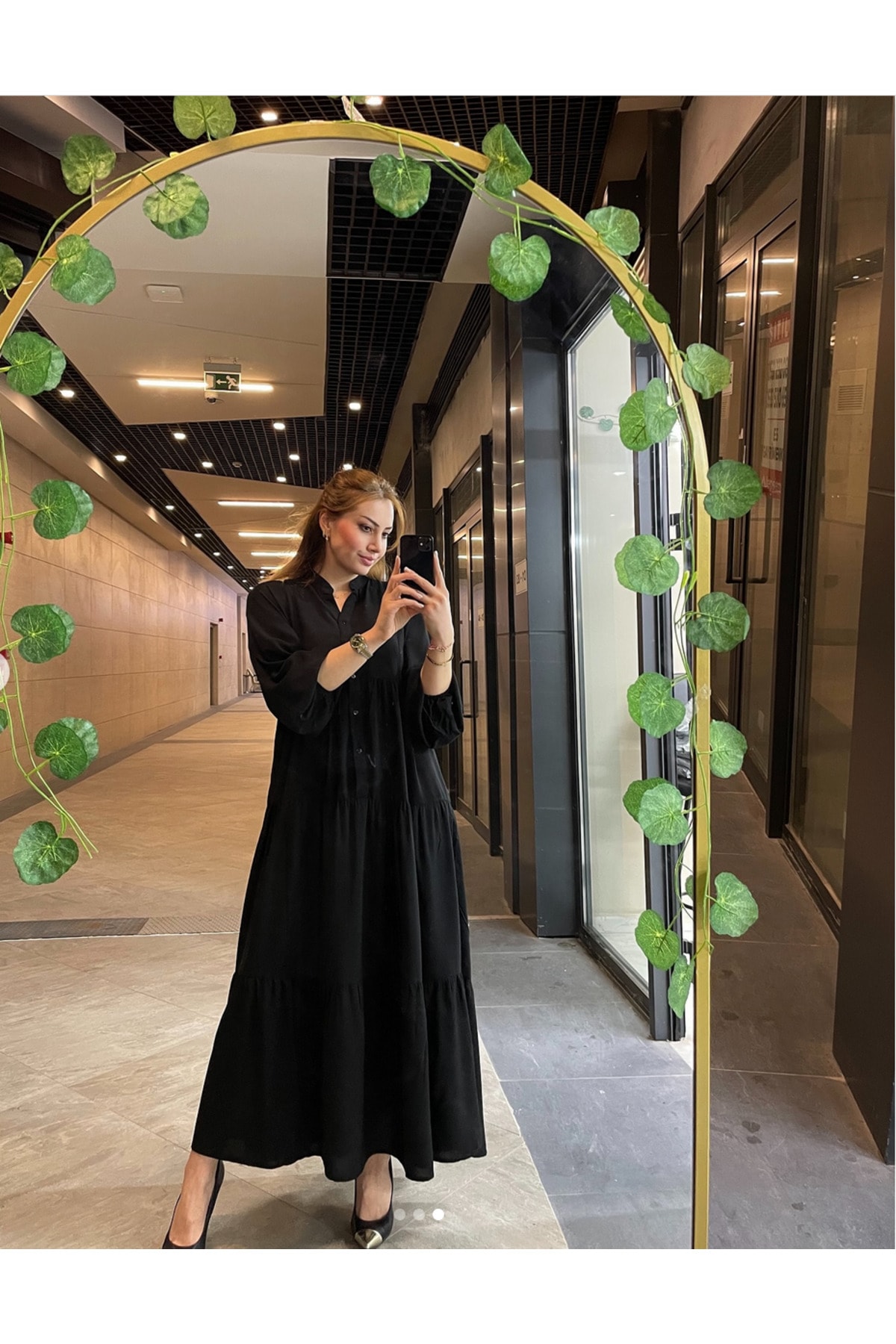 Coloria Şık ve Rahat Önü Düğmeli Uzun Elbise