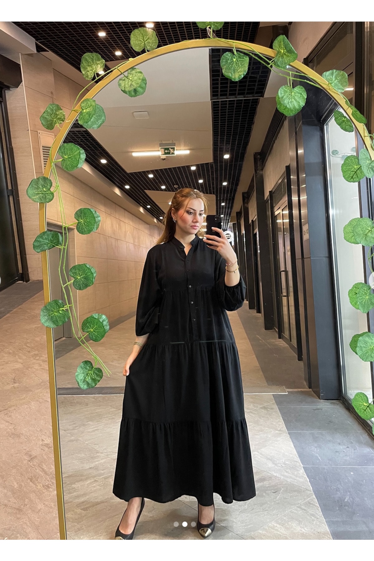 Coloria Şık ve Rahat Önü Düğmeli Uzun Elbise