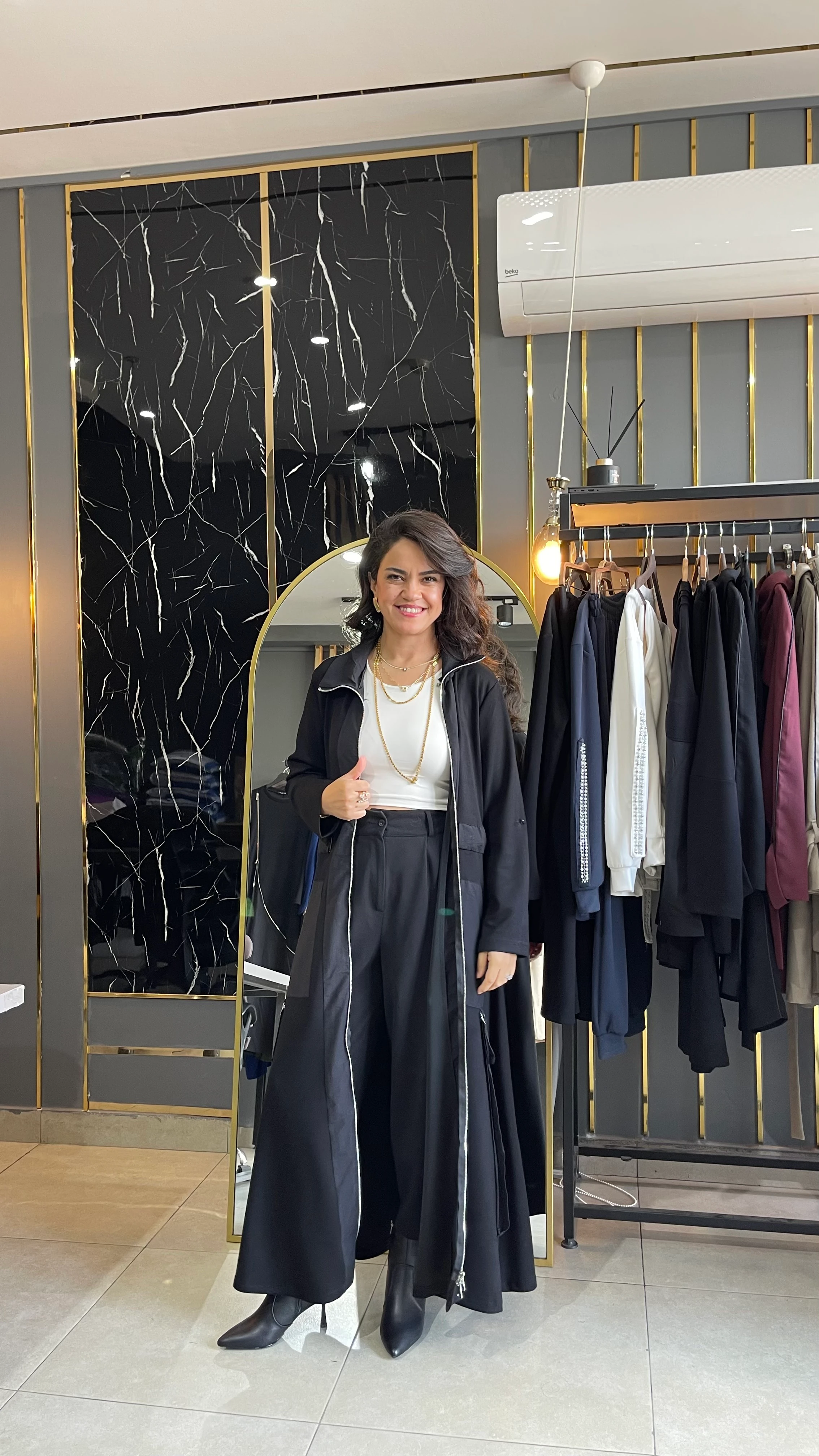  Fermuarlı çift cepli elbise