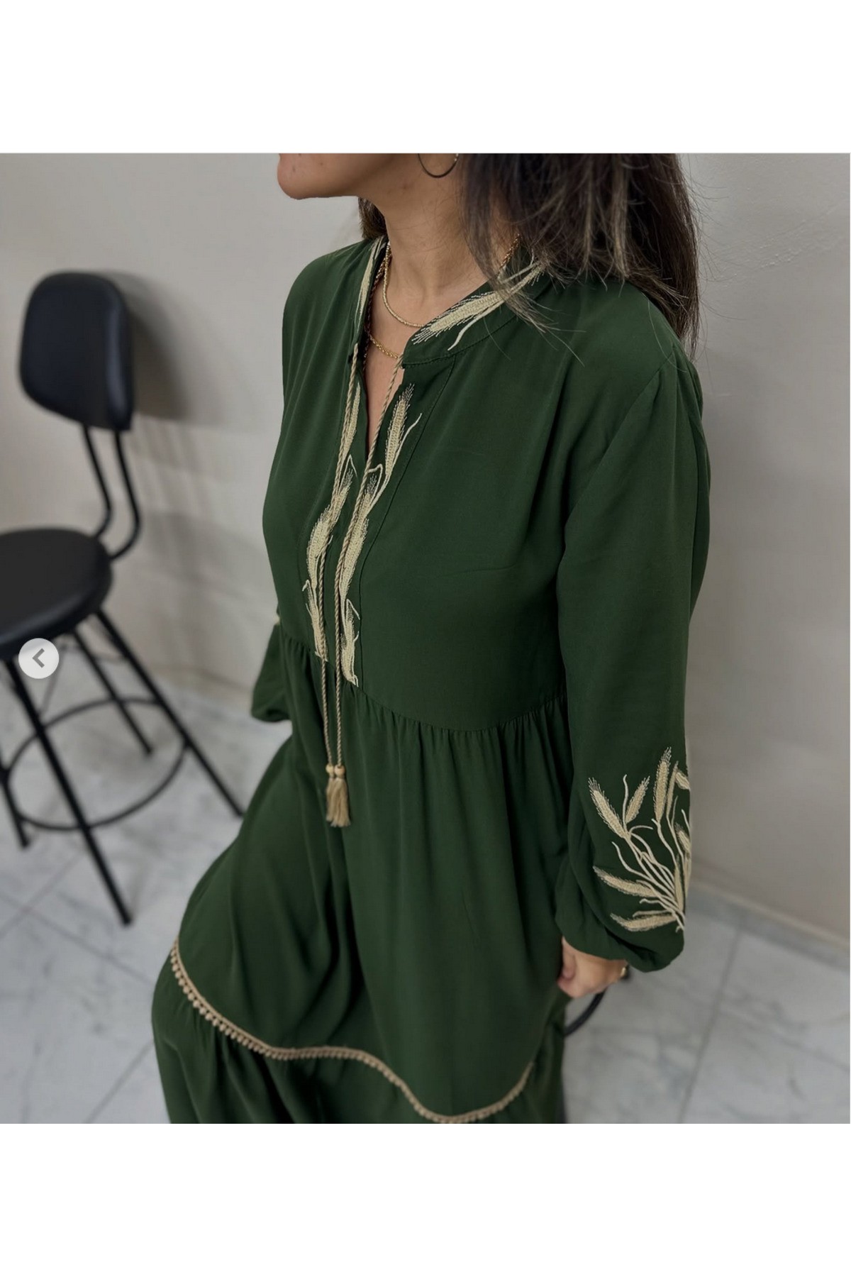Efsun Nakış Detaylı İpli ve Bohem Kesim Elbise