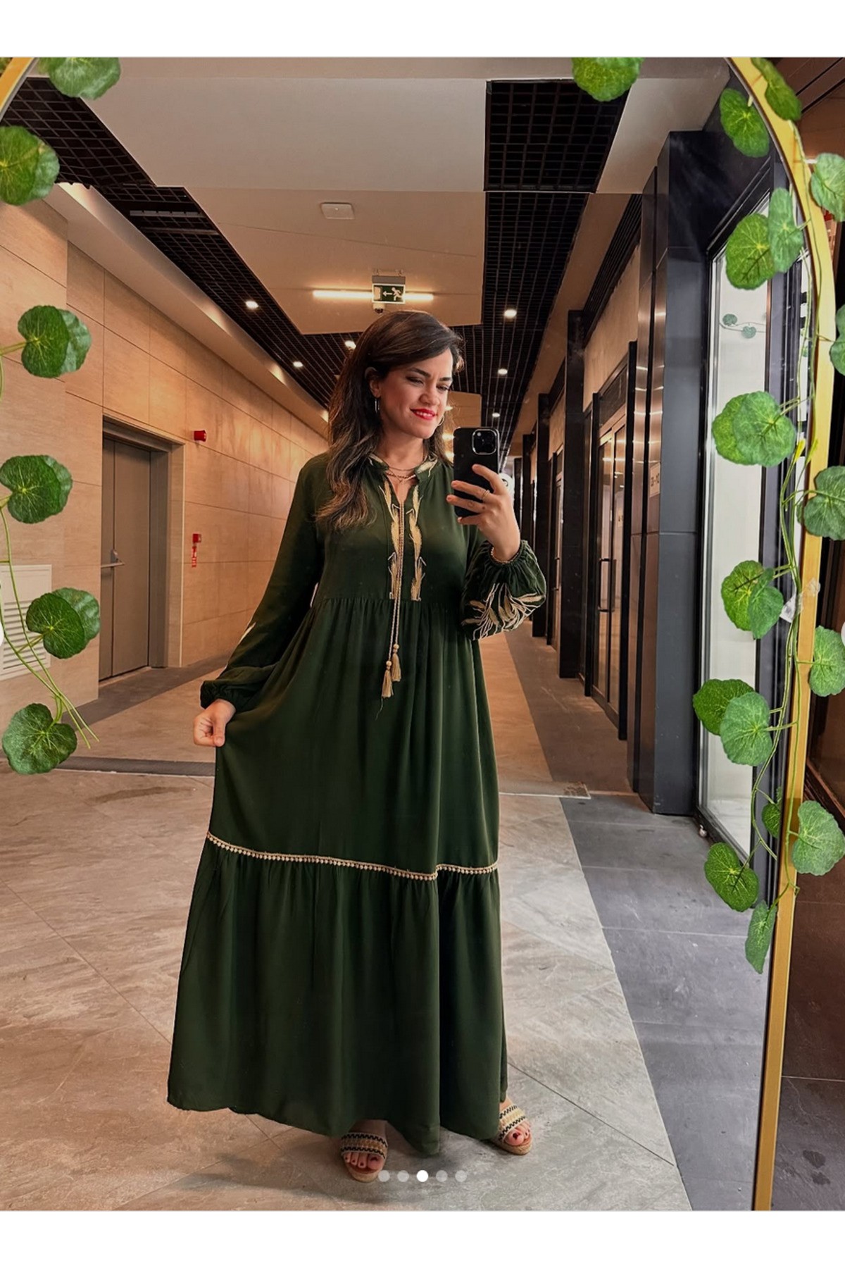 Efsun Nakış Detaylı İpli ve Bohem Kesim Elbise
