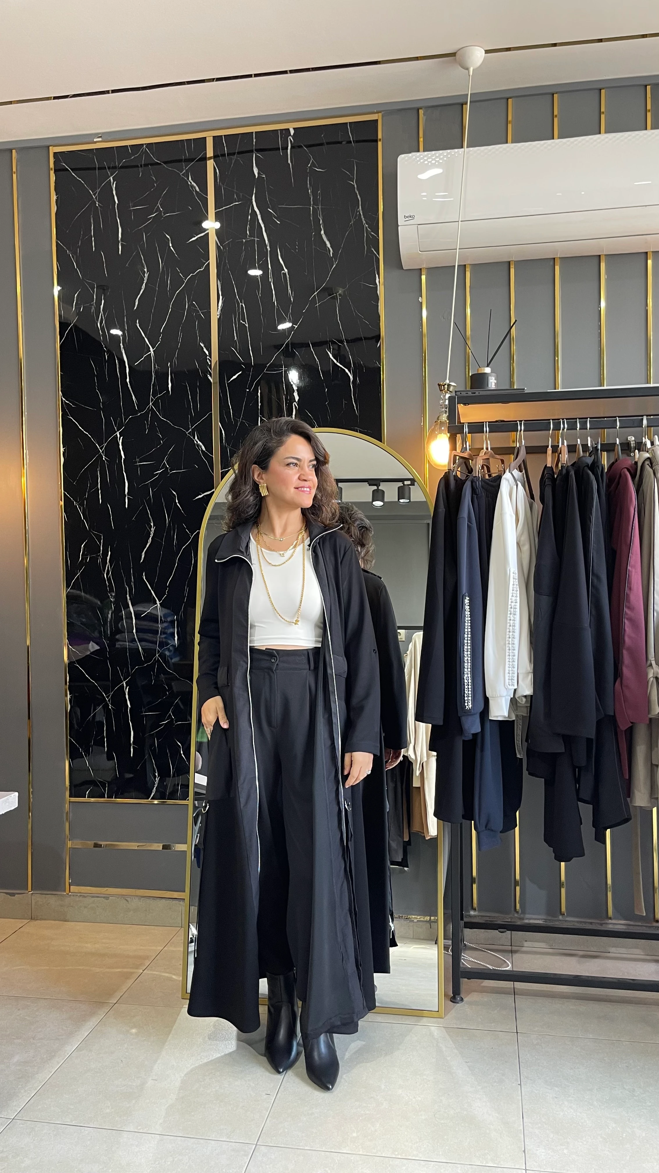  Fermuarlı çift cepli elbise