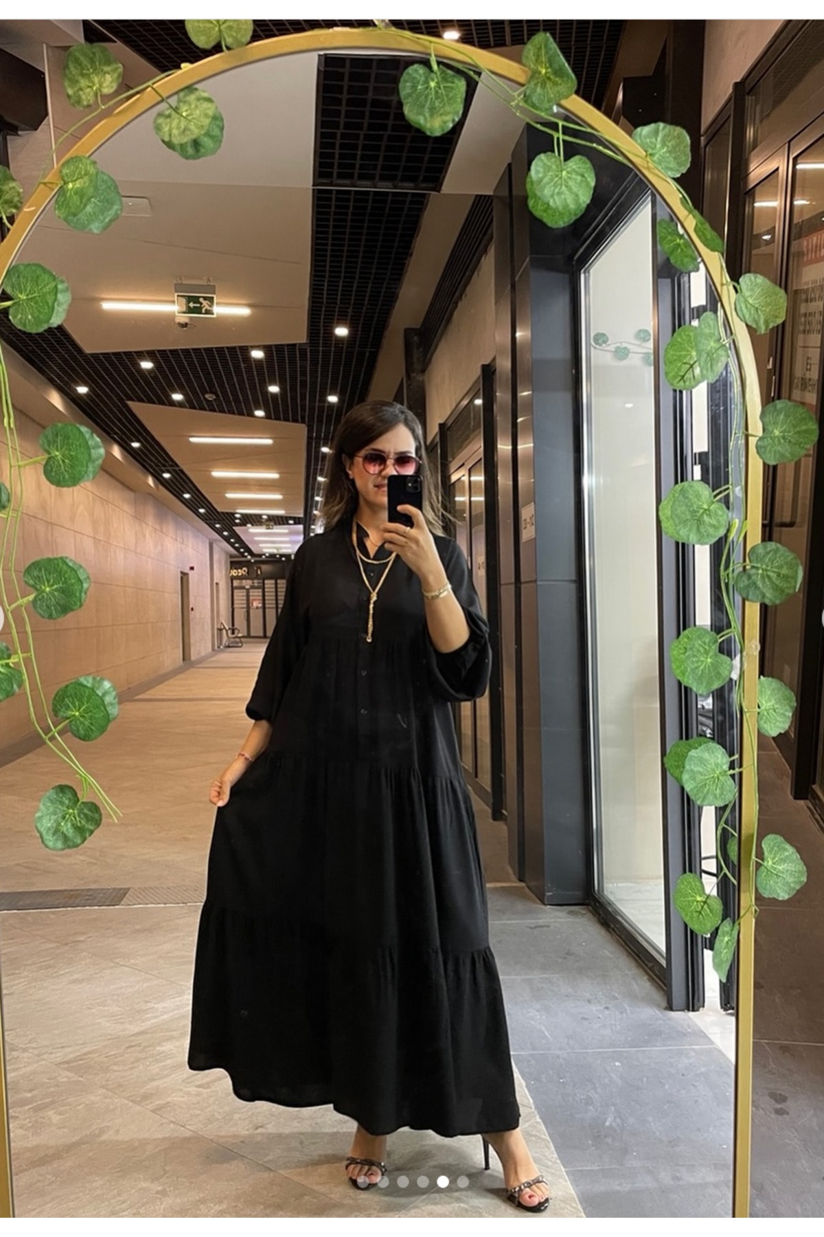 Coloria Şık ve Rahat Önü Düğmeli Uzun Elbise