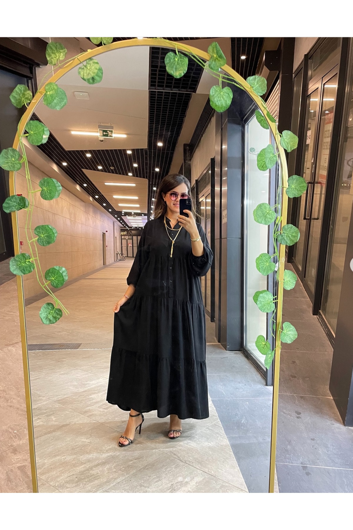 Coloria Şık ve Rahat Önü Düğmeli Uzun Elbise