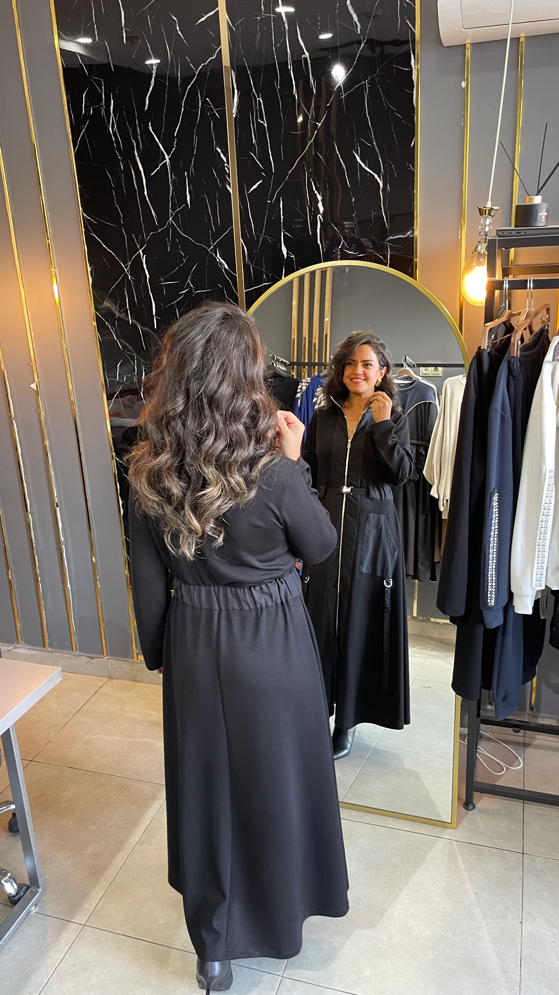  Fermuarlı çift cepli elbise