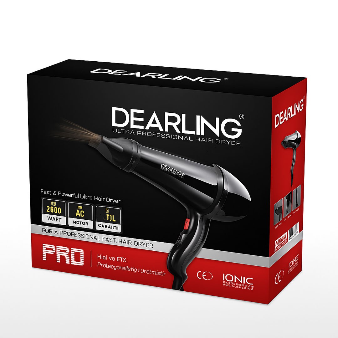 Dearling TR5600 Profesyonel Saç Kurutma Makinesi 2500W | İyonlu, 2 Hız & Isı Ayarlı, 2 Başlıklı Fön Makinesi