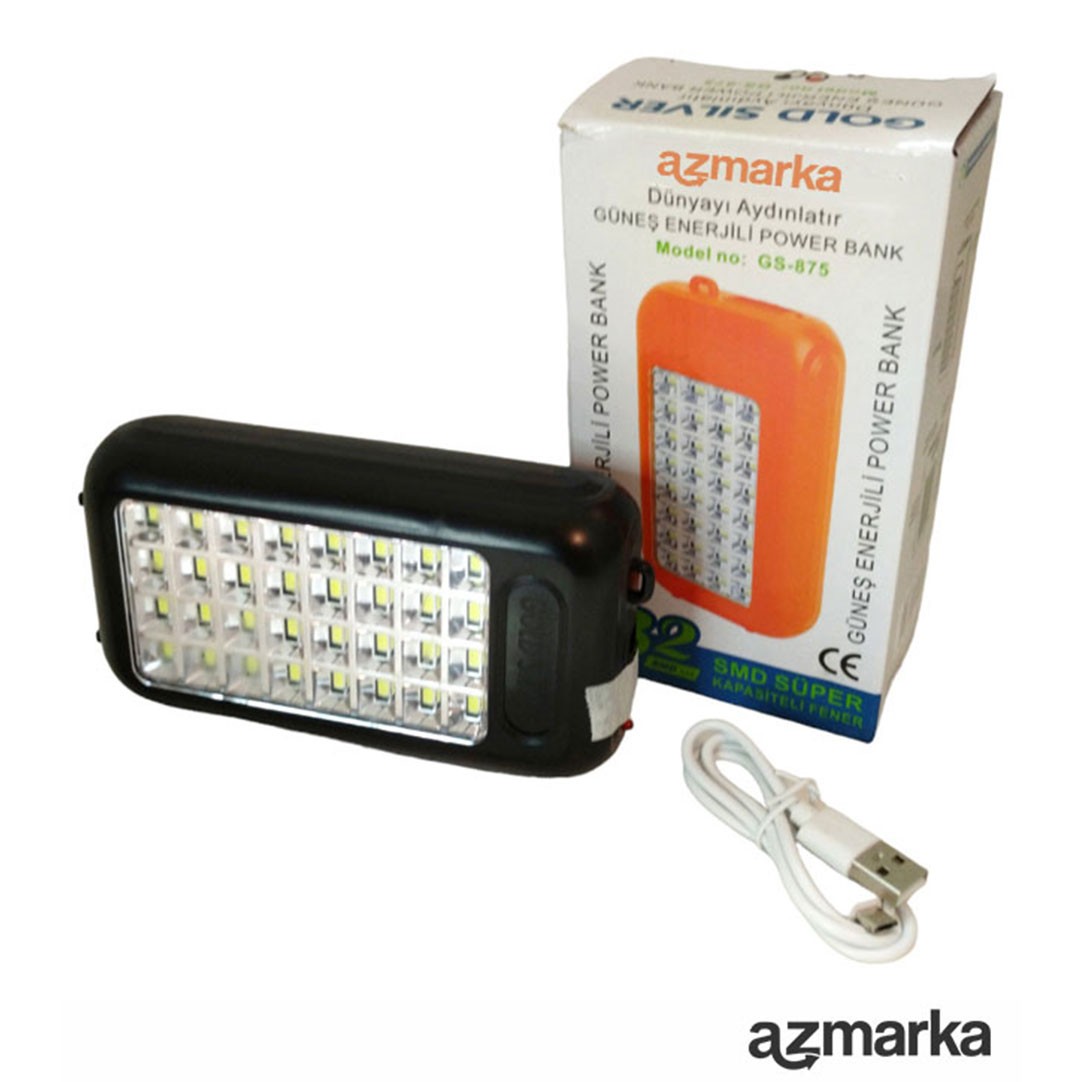 GS-875 Güneş Enerjili Powerbank 32 SMD LED'li Kamp & Acil Durum Feneri Işıldak