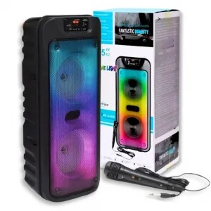 Greatnice GTS-1703 Mikrofonlu, Led Işıklı, USB/SD Kart/FM Radyo, Parti, 6,5"x2 Karaoke Bluetooth Hoparlör