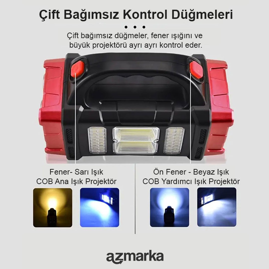 HB-1678 Güneş Enerjili Çok Fonksiyonlu Şarjlı LED Deprem & Kamp Feneri – Suya Dayanıklı, Powerbank Özellikli