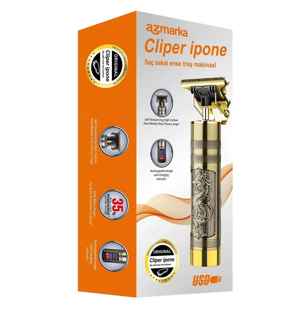 CP-0603 T Bıçak Şarjlı Saç Sakal Ense Tıraş Makinesi – Epilasyon Öncesi Kullanım, Sessiz Güçlü Motor, USB Şarj, Su Geçirmez, 4 Taraklı