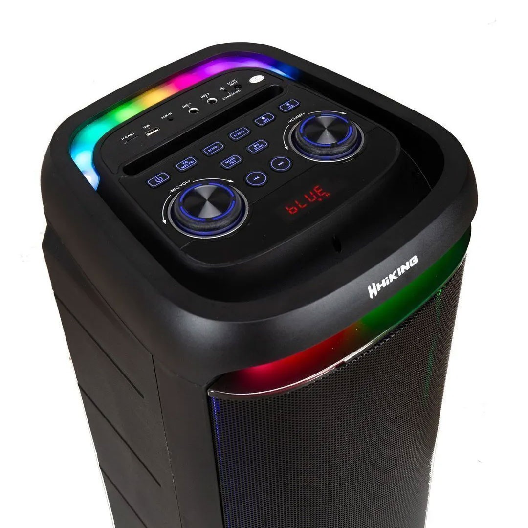 Hiking ST-03 Taşınabilir Led Işıklı Extra Bass 60W Bluetooth Parti Hoparlörü Mikrofon Girişli