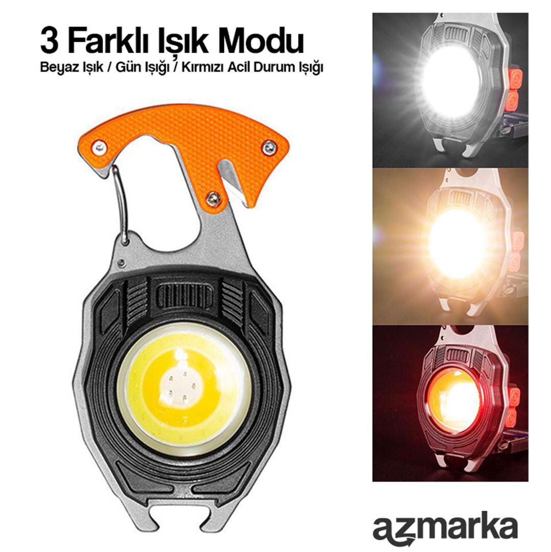 Çok Fonksiyonlu Deprem & Kamp Feneri – Çakmak, Tornavida, Anahtarlıklı, Cam Kırıcı & Kemer Kesici