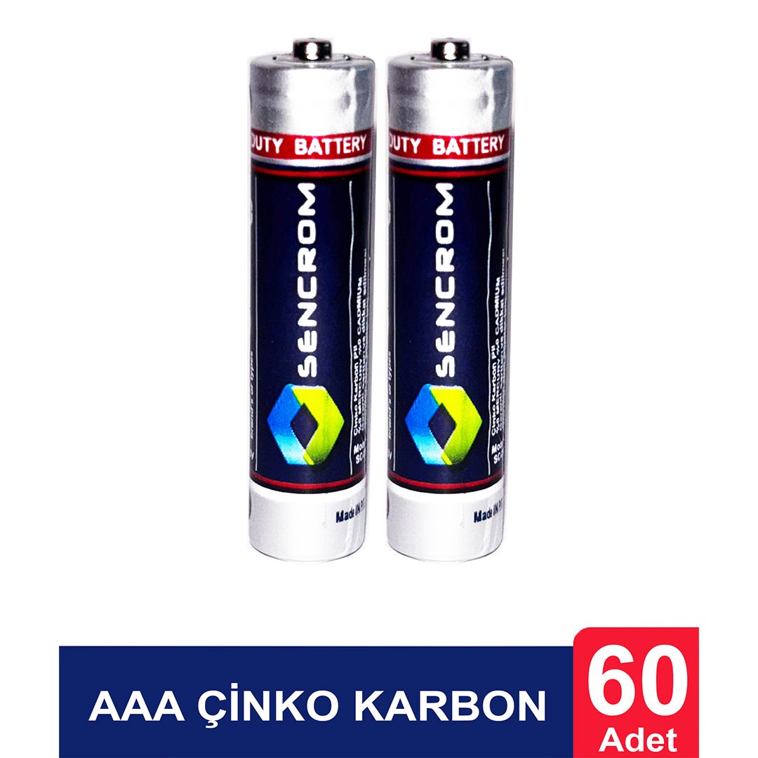 AAA İnce Kalem Pil – 60'lı Ekonomik Paket | Kumanda ve Günlük Kullanıma Uygun Çinko Karbon Enerji