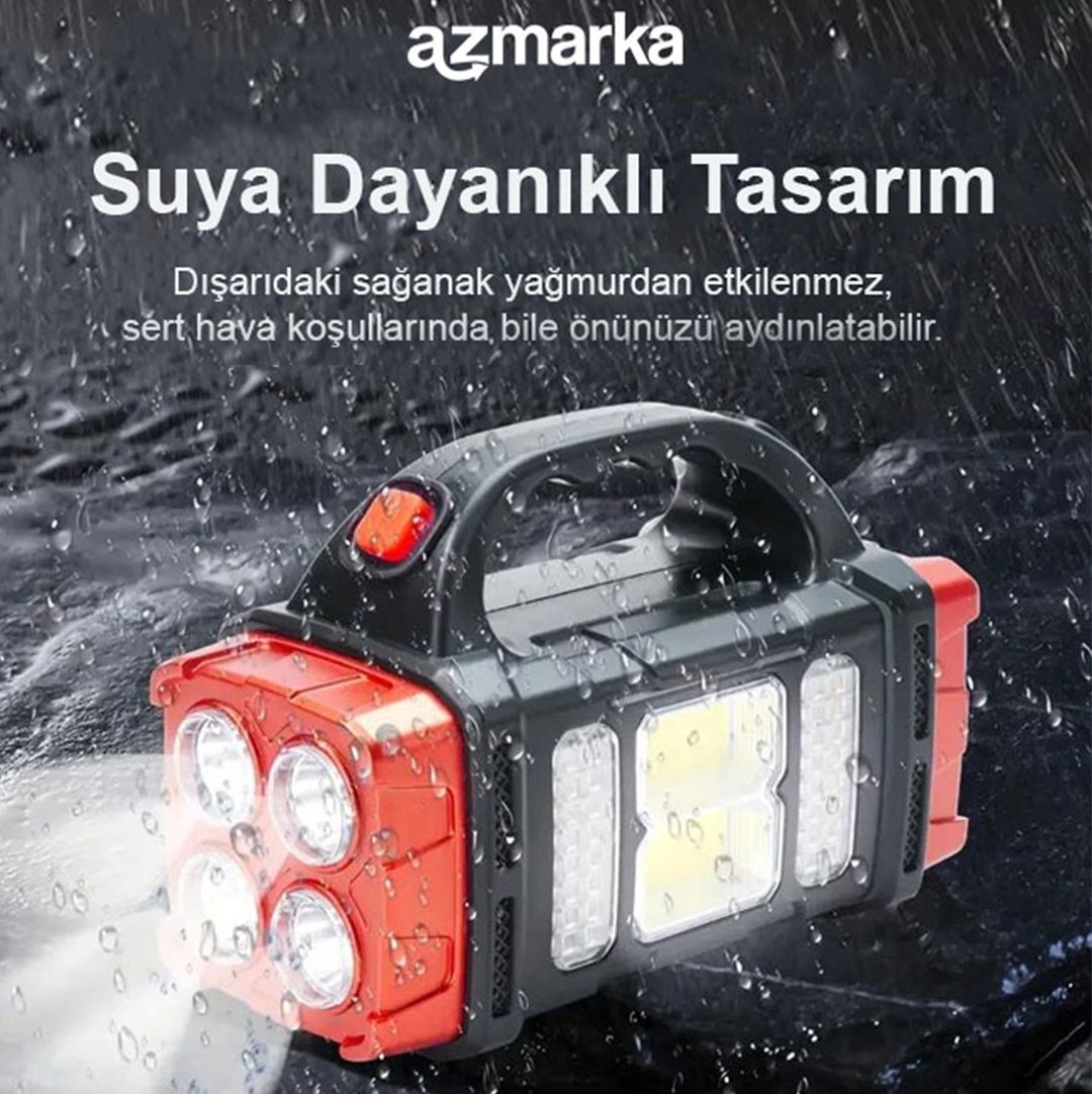 HB-1678 Güneş Enerjili Çok Fonksiyonlu Şarjlı LED Deprem & Kamp Feneri – Suya Dayanıklı, Powerbank Özellikli