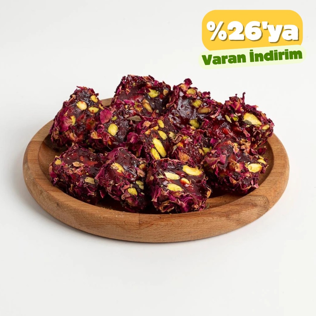 Gül Yapraklı Narlı Fıstıklı Sarma Türk Lokumu