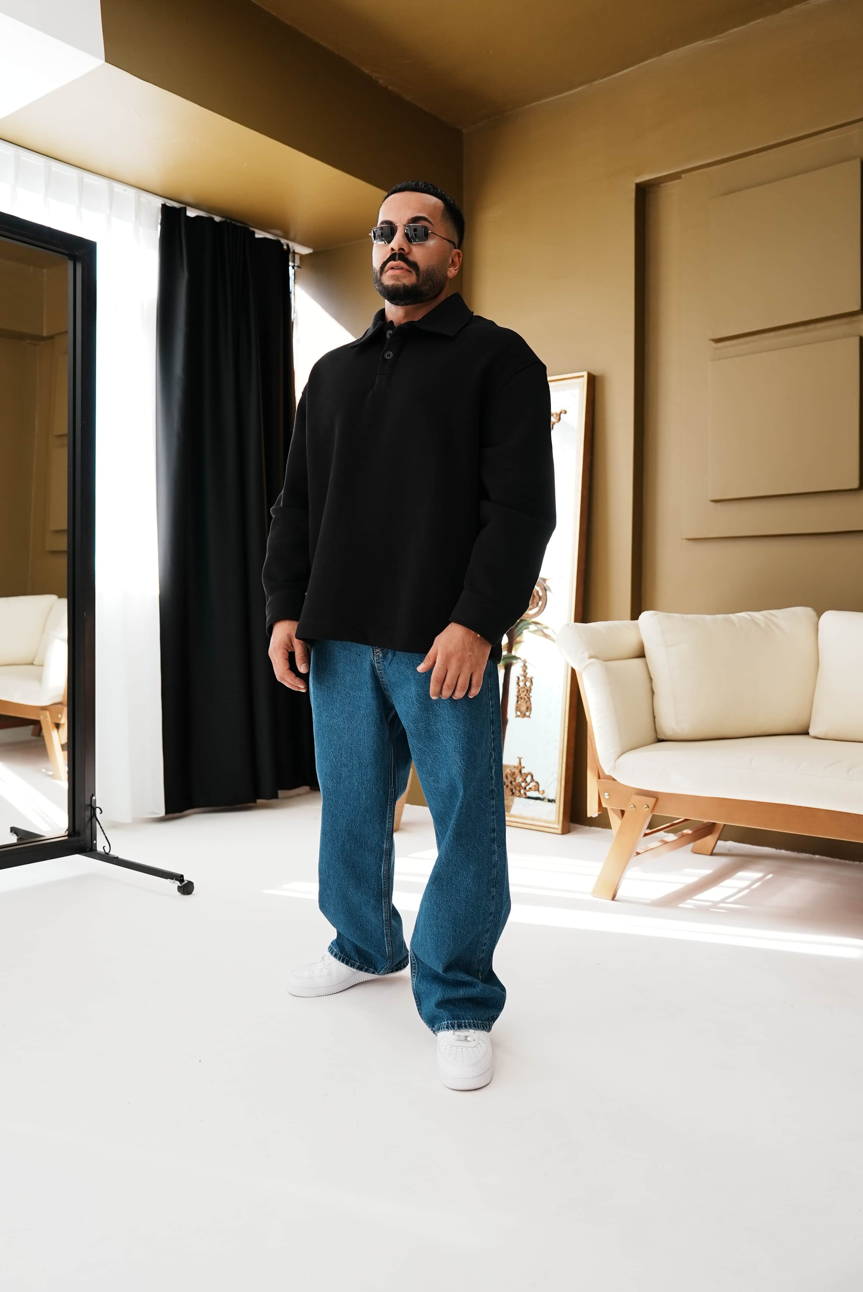 Oversize Polo Yaka Sweatshirt