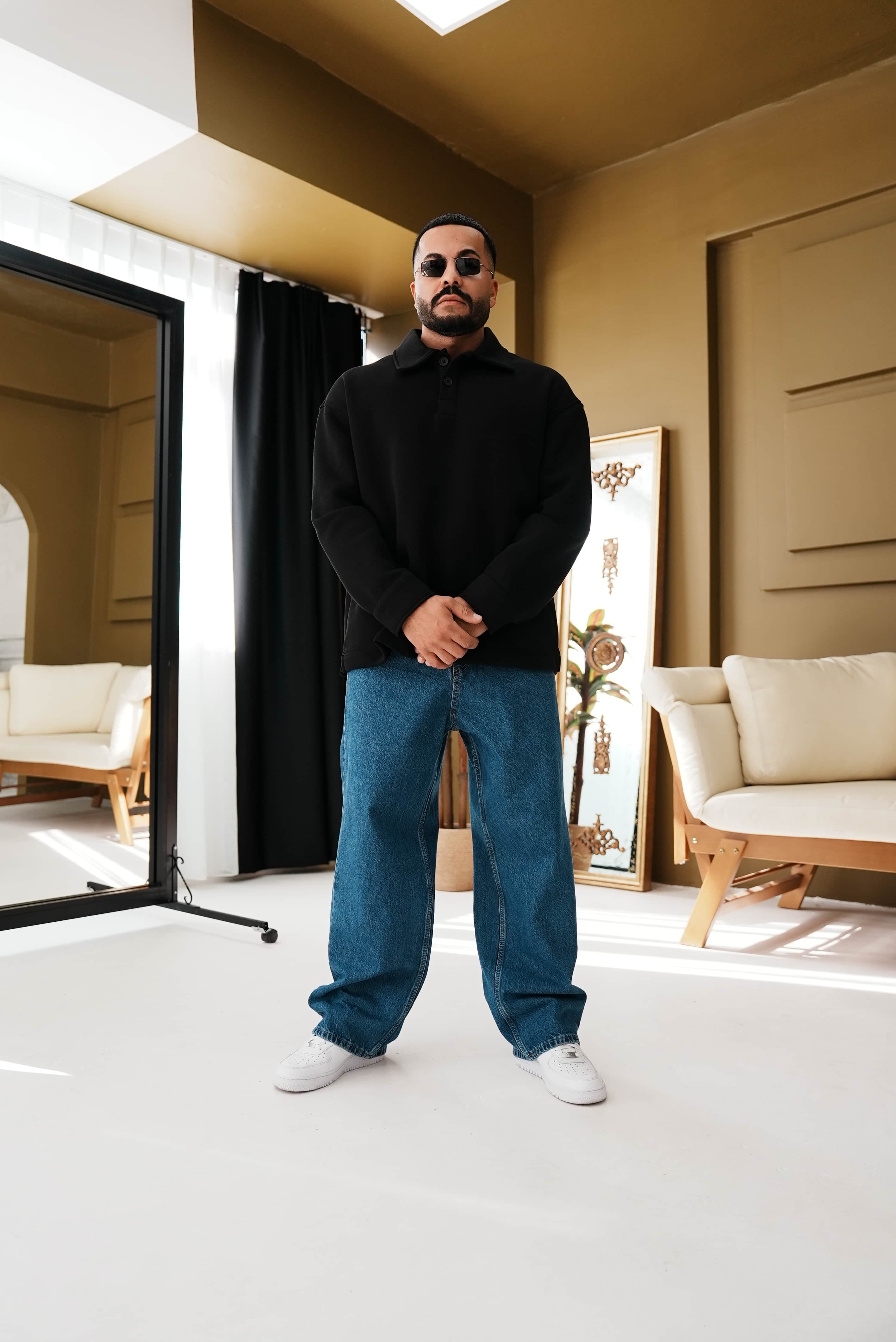 Oversize Polo Yaka Sweatshirt
