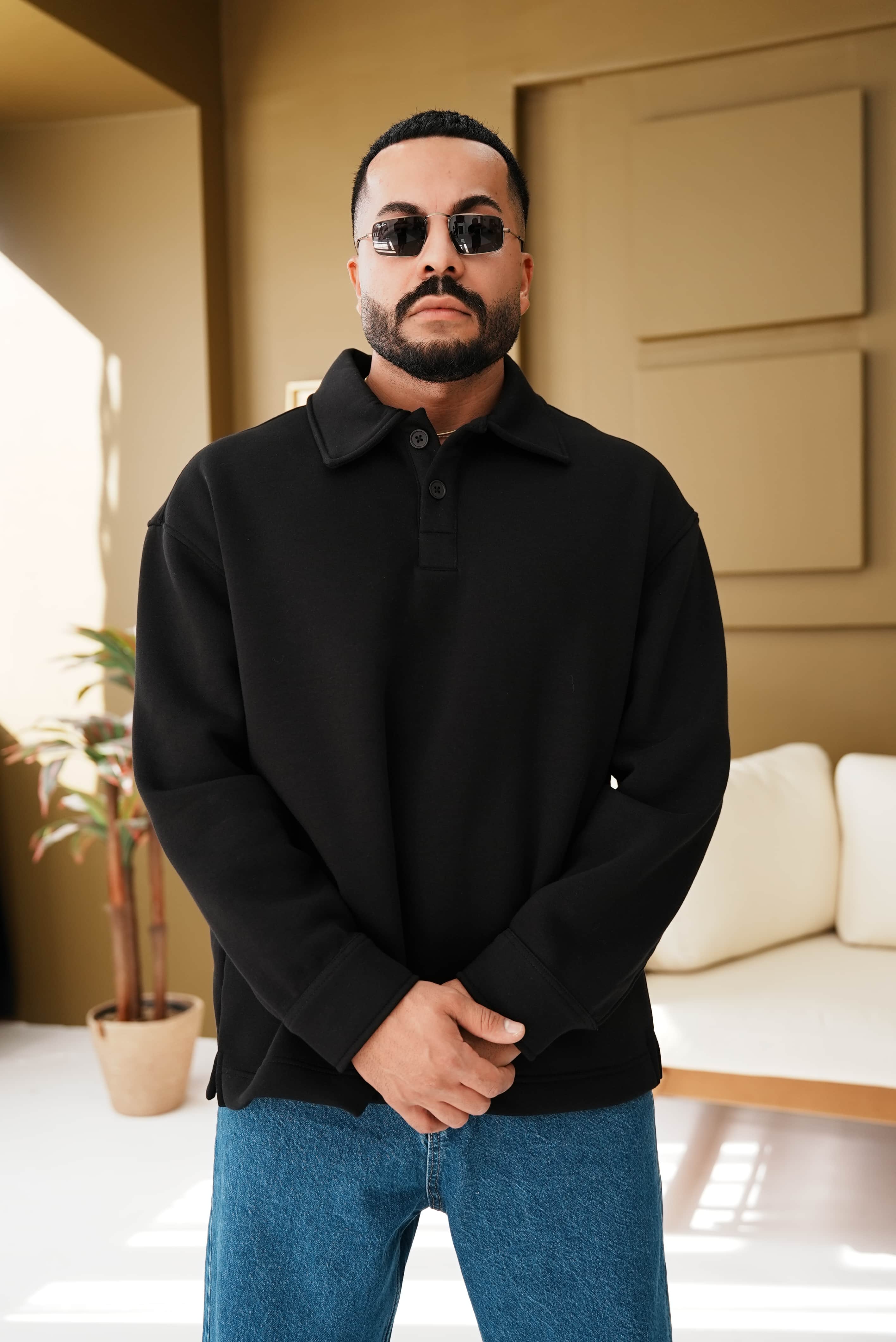 Oversize Polo Yaka Sweatshirt