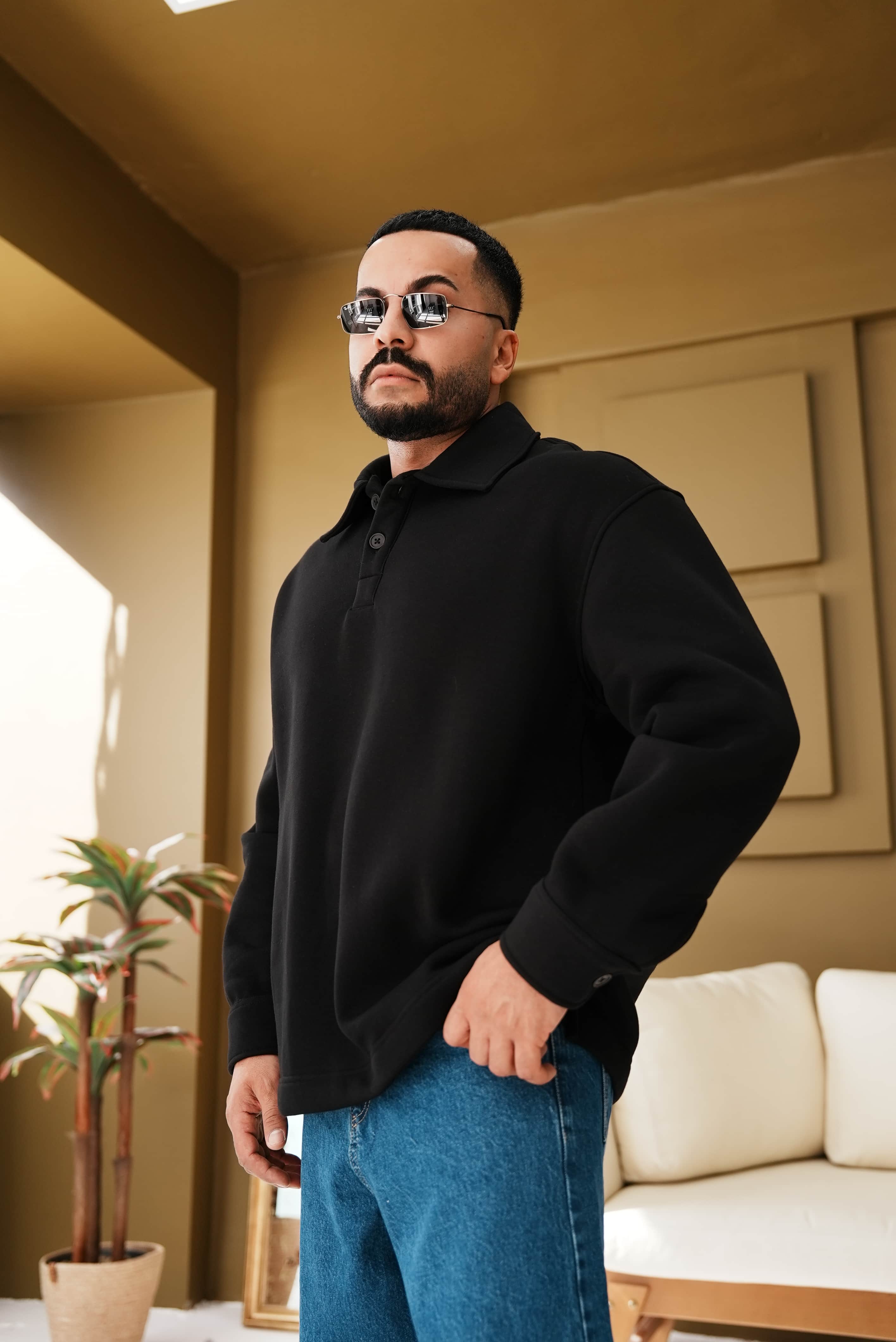 Oversize Polo Yaka Sweatshirt