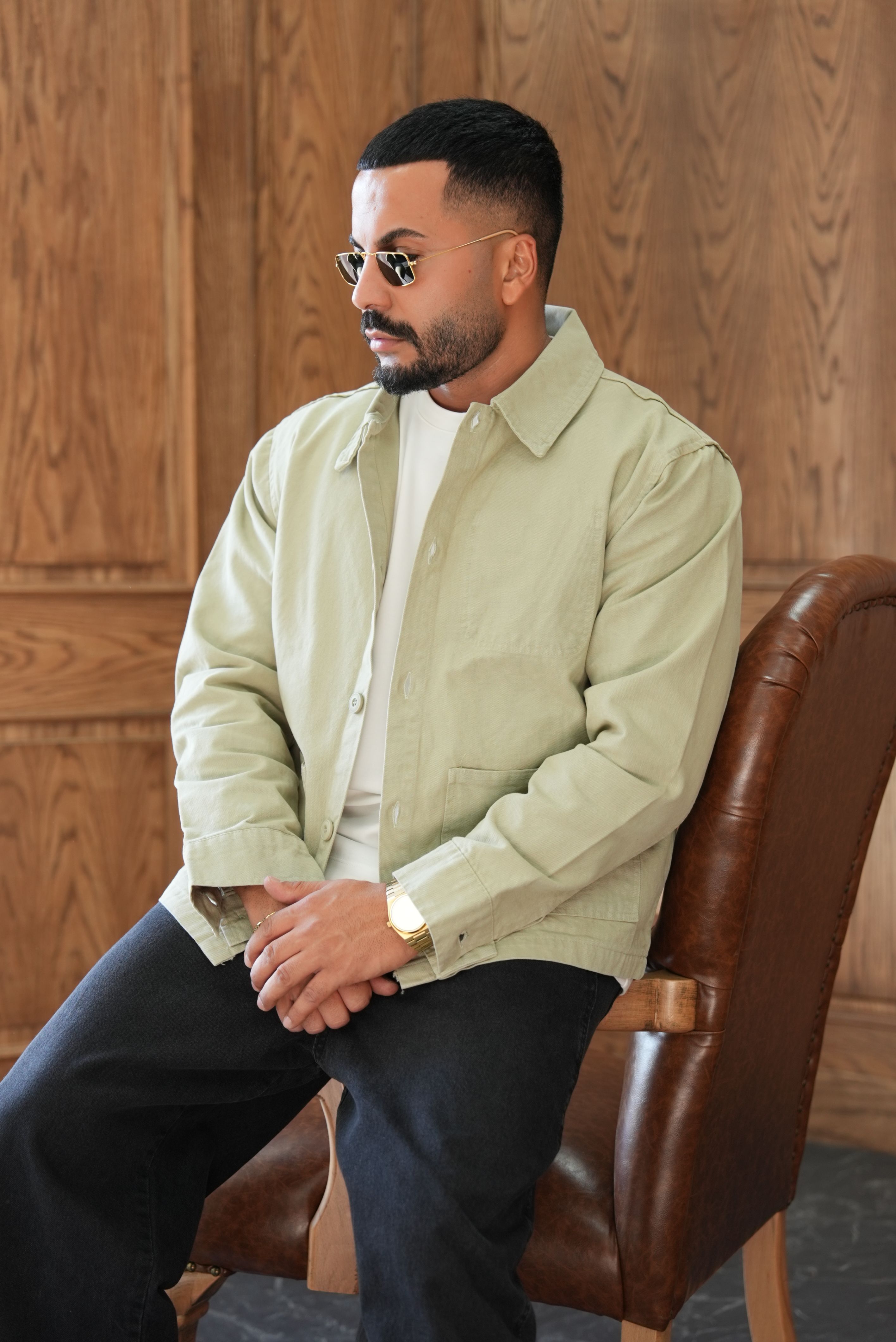 Oversize Cepli Düğmeli Ceket - Yeşil