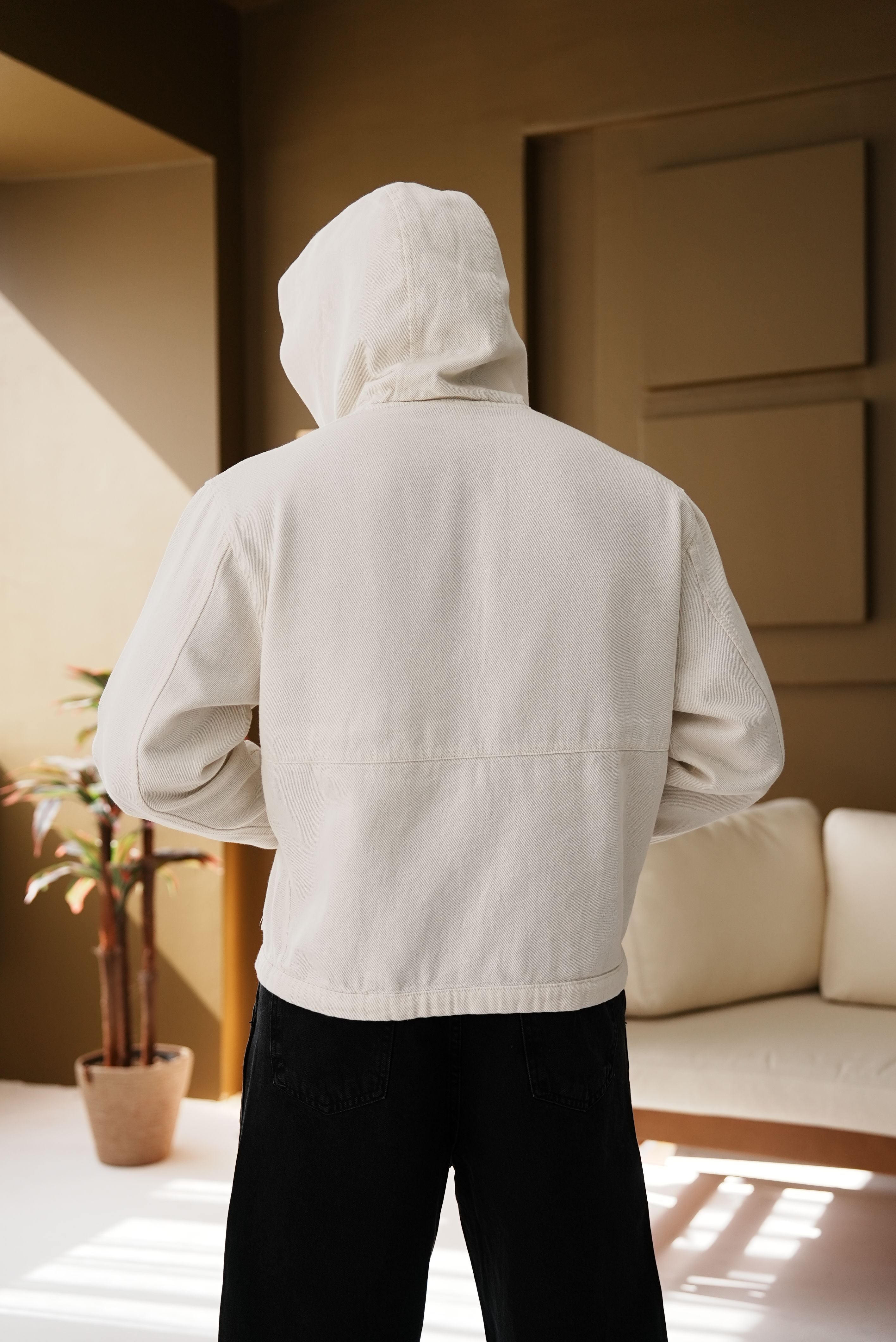 Gabardin Kumaş Kapüşonlu Ceket