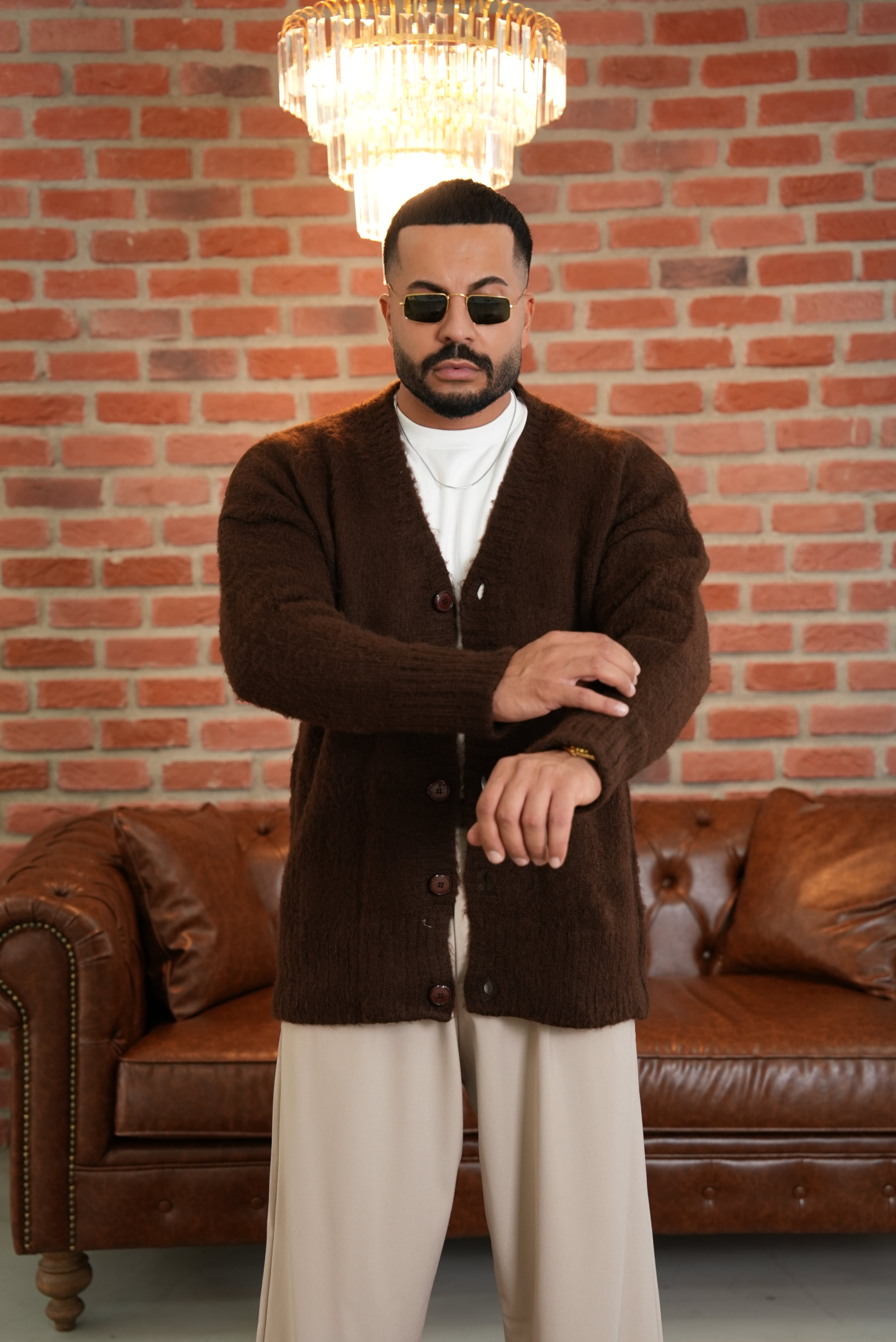 Sakal Kumaş Hırka - Kahve