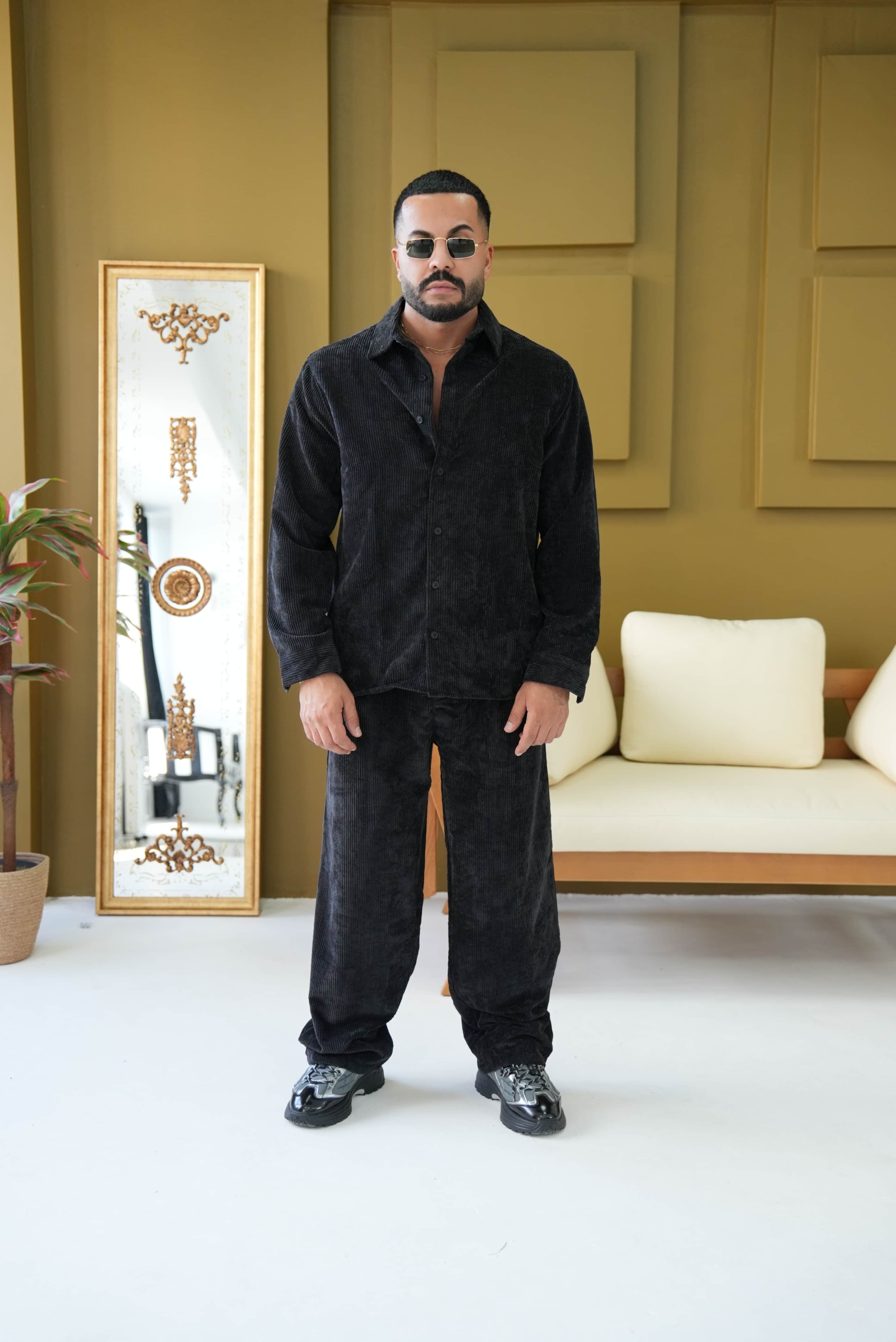 Oversize Kadife Takım - Siyah