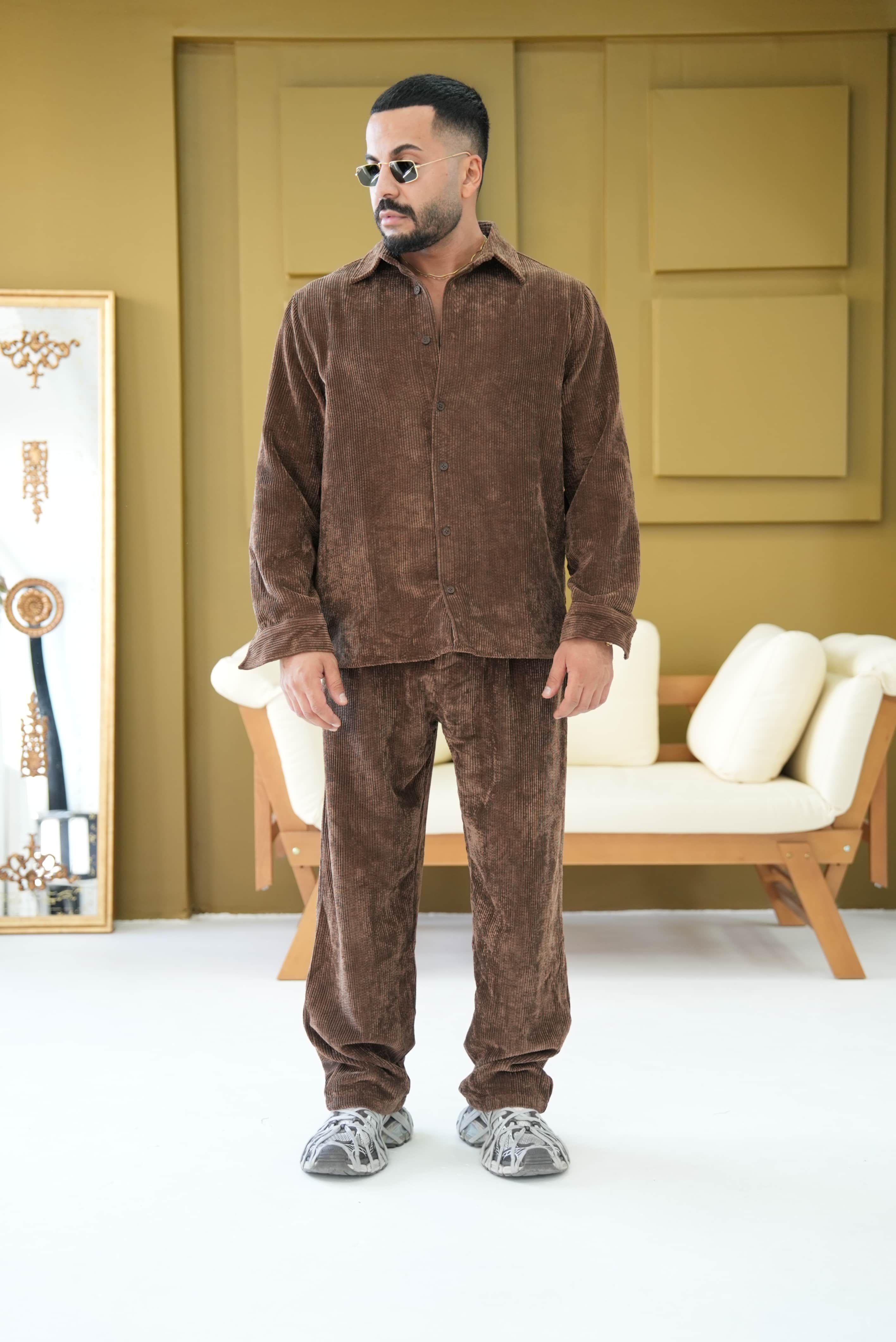 Oversize Kadife Takım - Kahve
