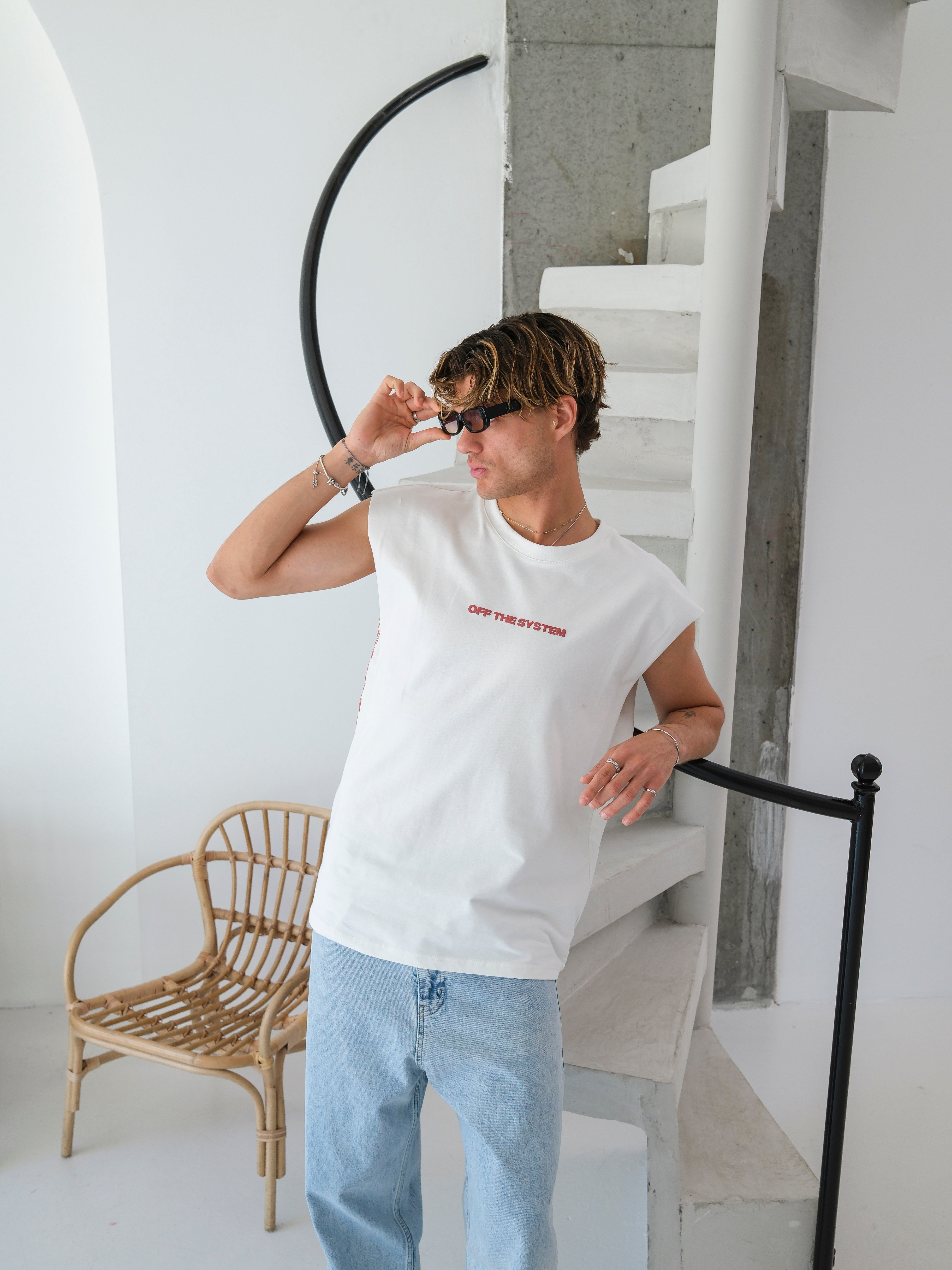 Oversize Sıfır Kol Baskılı Tshirt