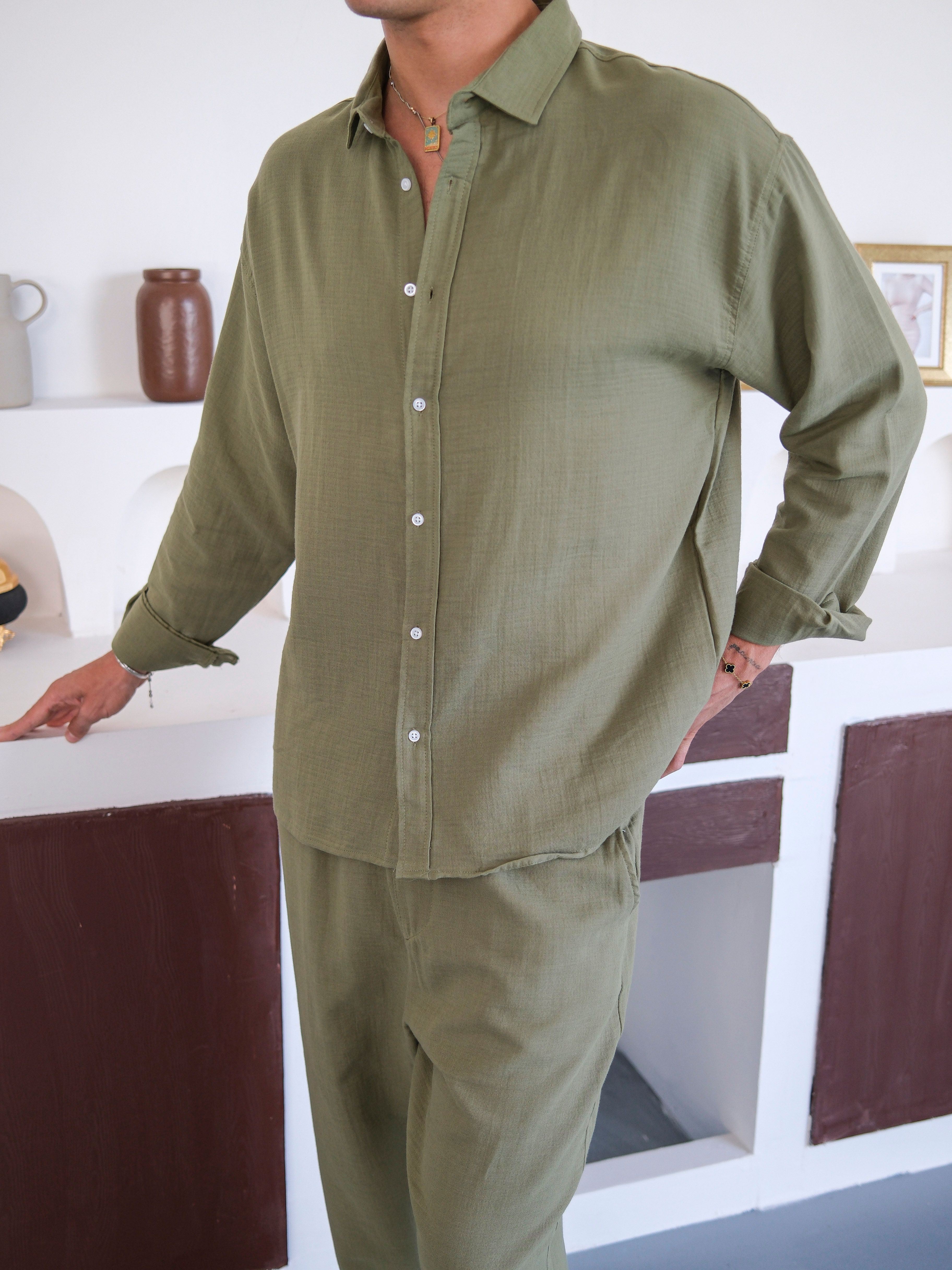 Müslin Kumaş Takım - Yeşil