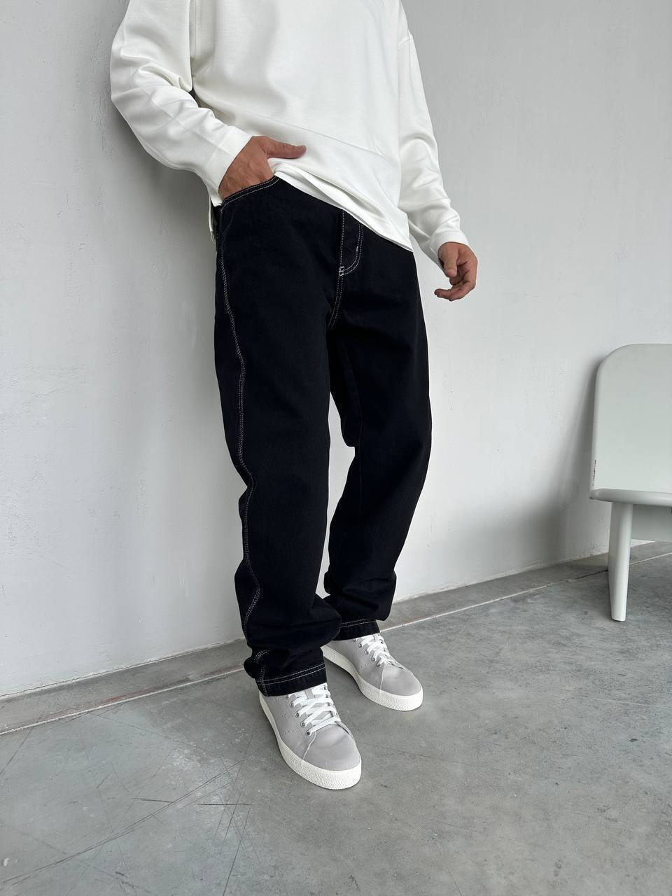 Baggy Fit Yan Dikiş Detay Tasarım Kot Pantolon