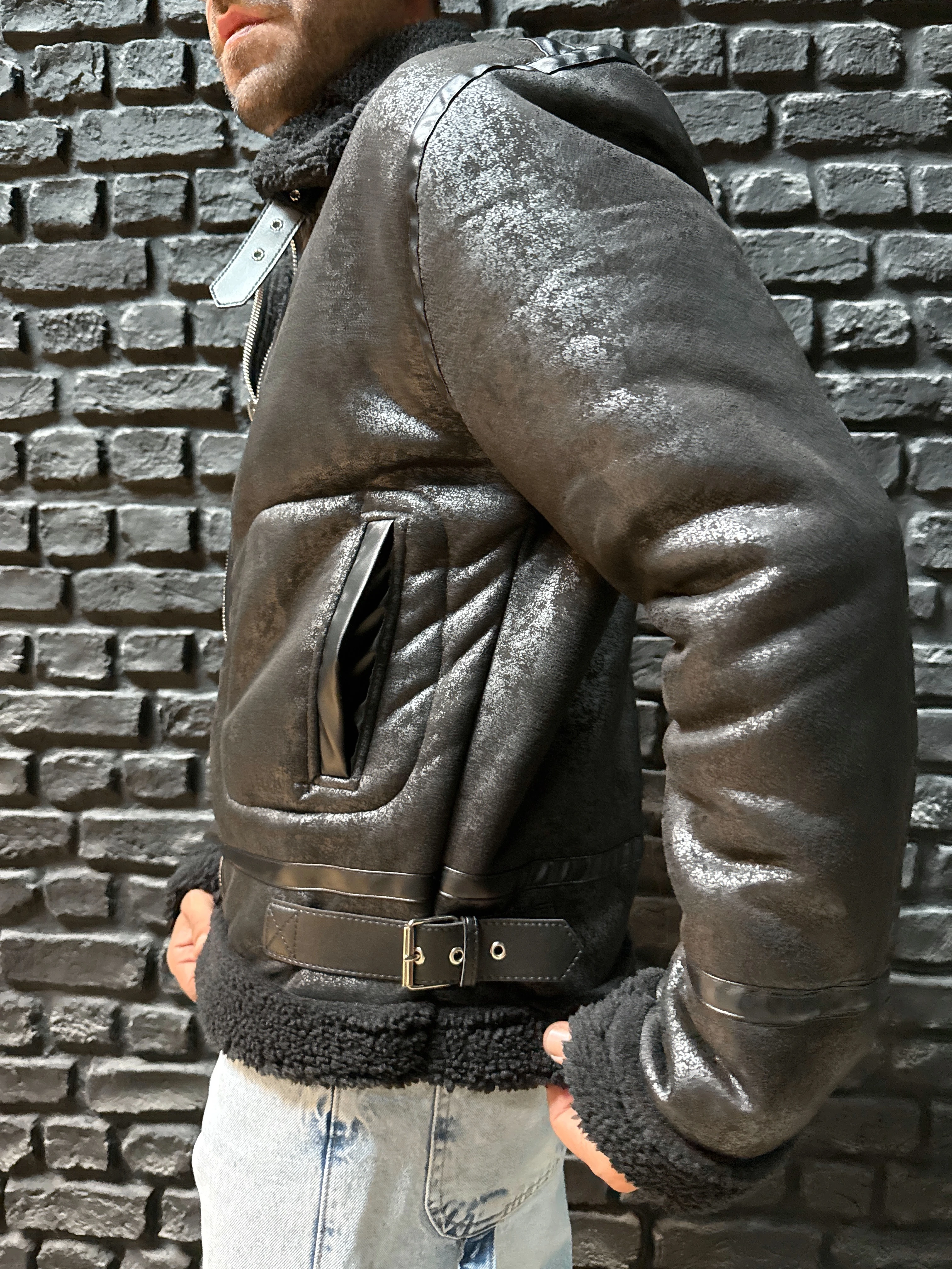 Kürk Detaylı Deri Mont