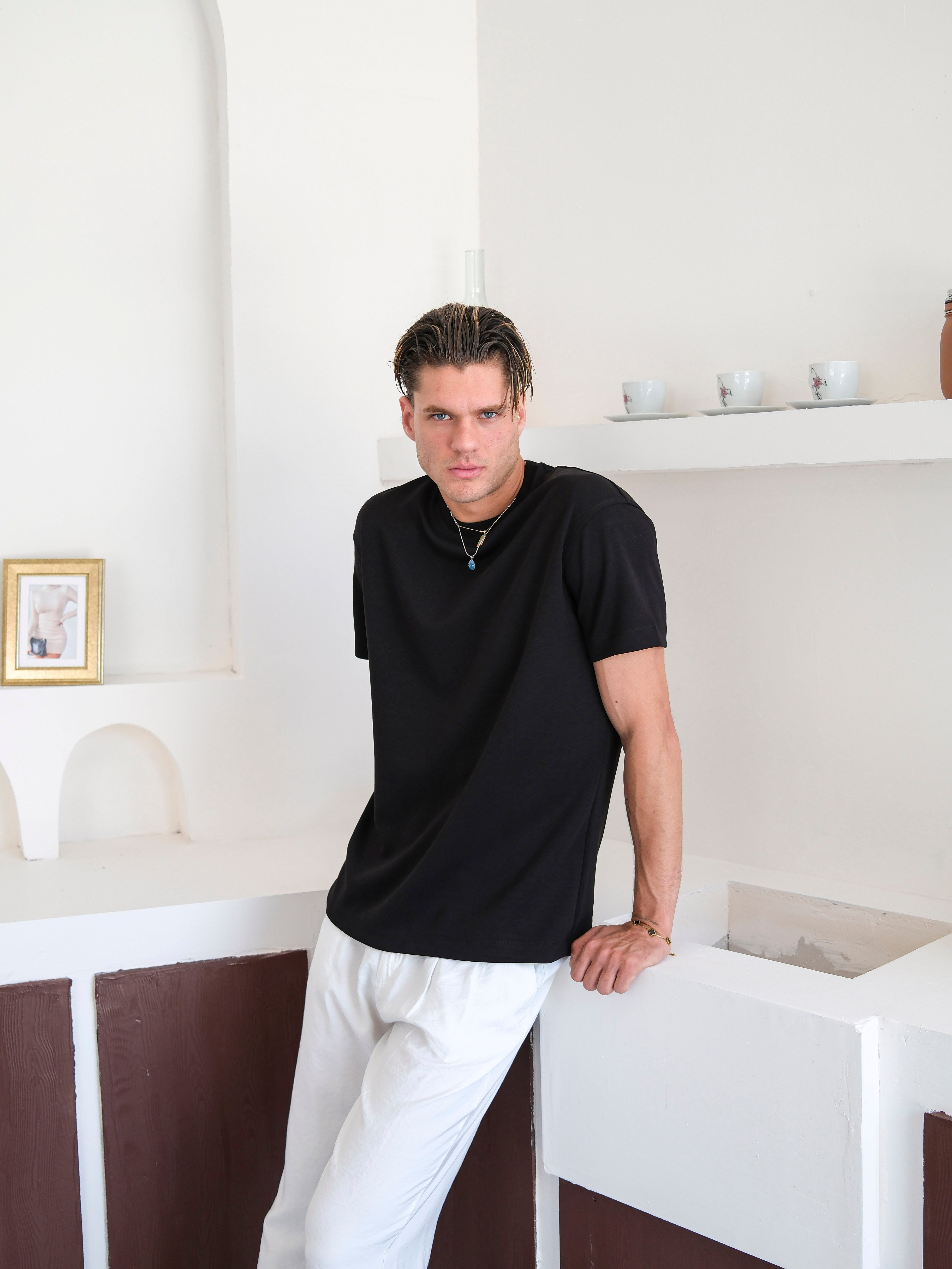 Regular Fit Modal Basic Tshirt  - Siyah