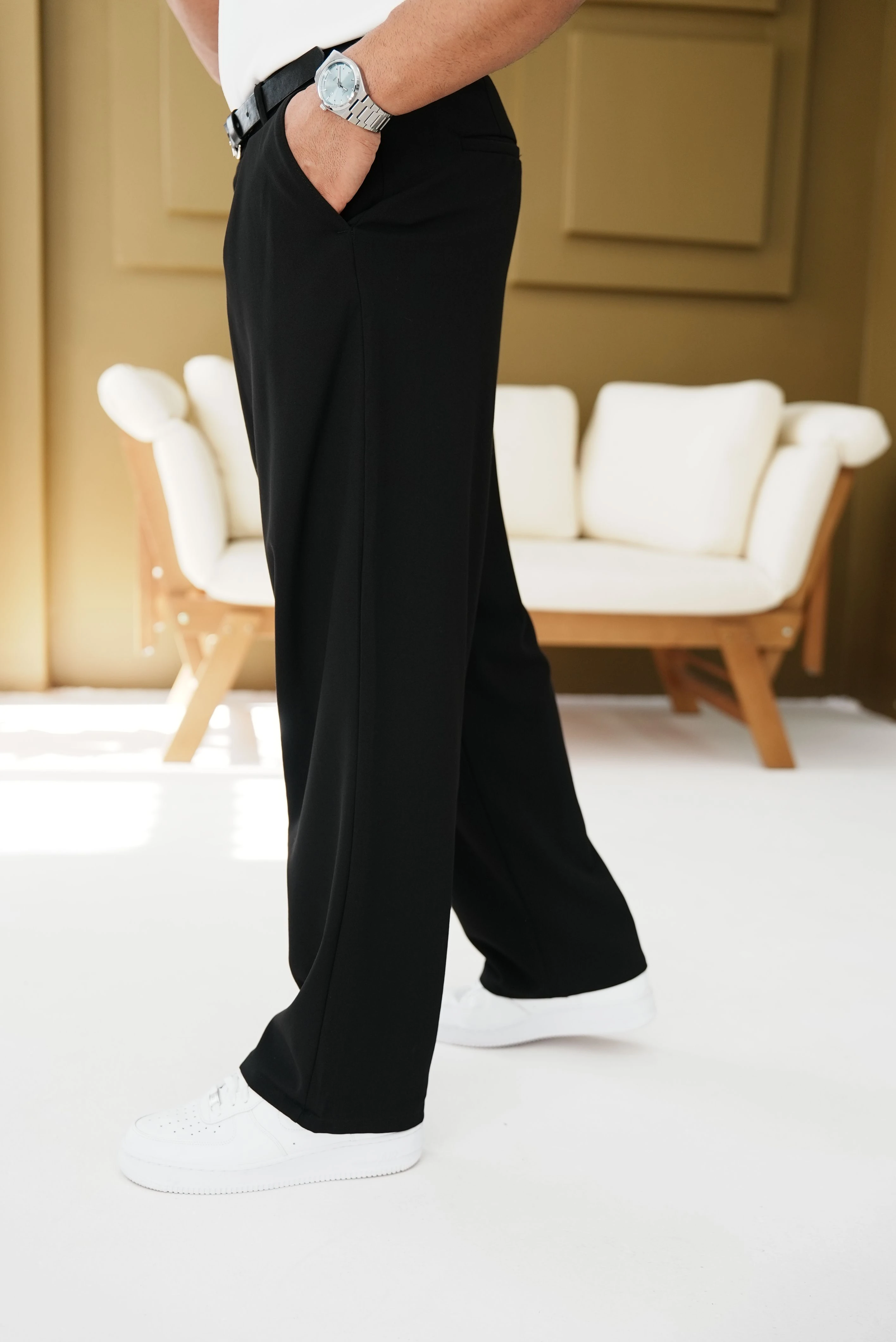 Pileli Baggy Kumaş Pantolon