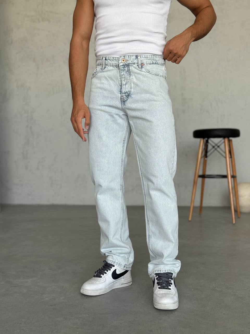 2367- Baggy Fit Yıkamalı Kot Pantolon- Kar Yıkama