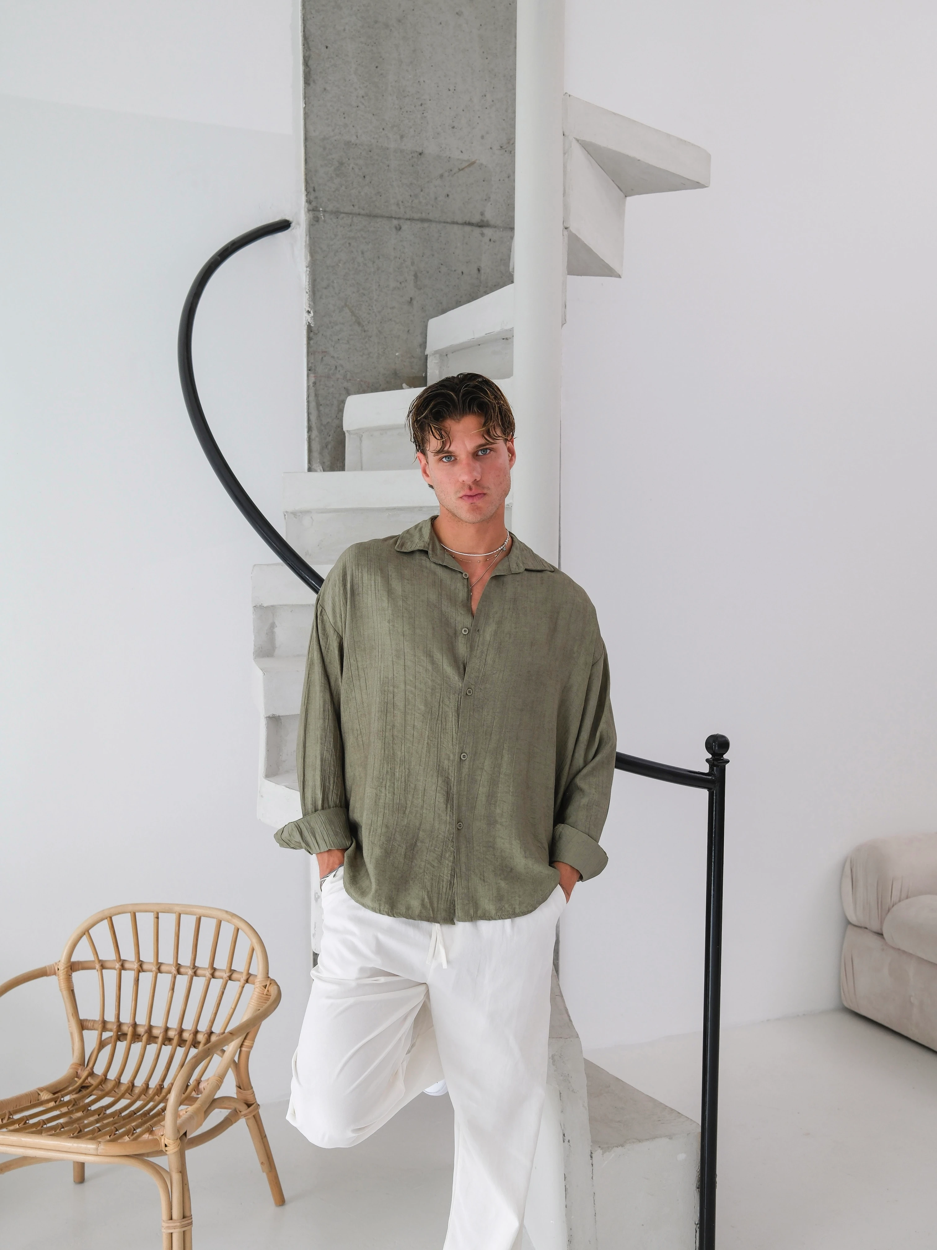 Oversize Modal Gömlek - Yeşil