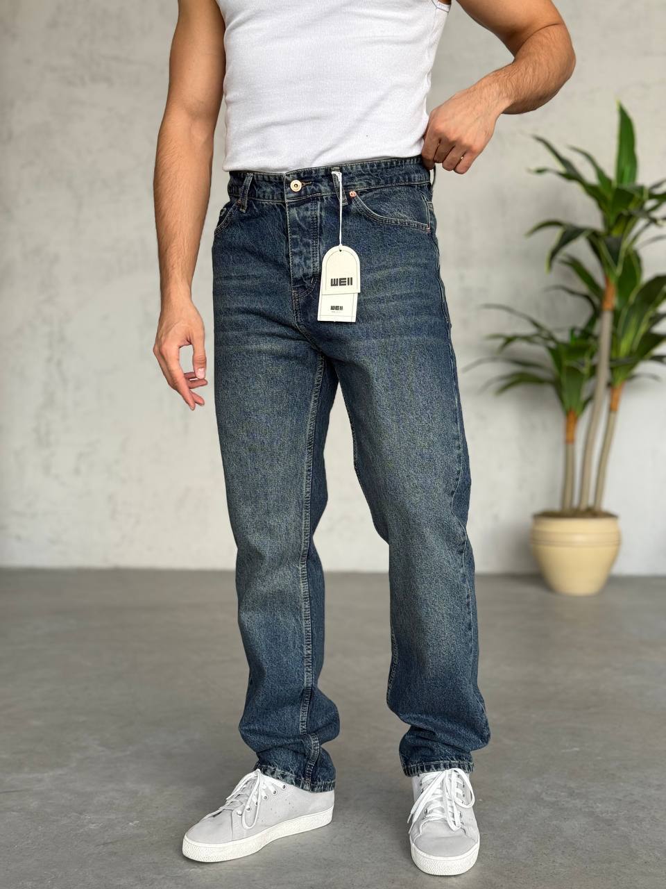 Baggy Fit Yıkamalı Kot Pantolon