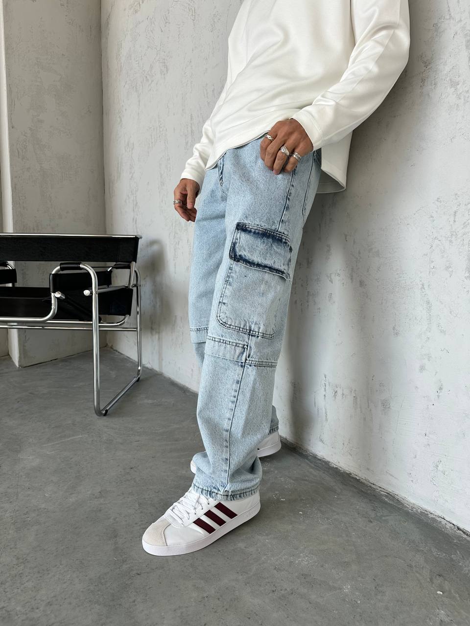 Baggy Kalıp Kargo Cepli Kot Pantolon