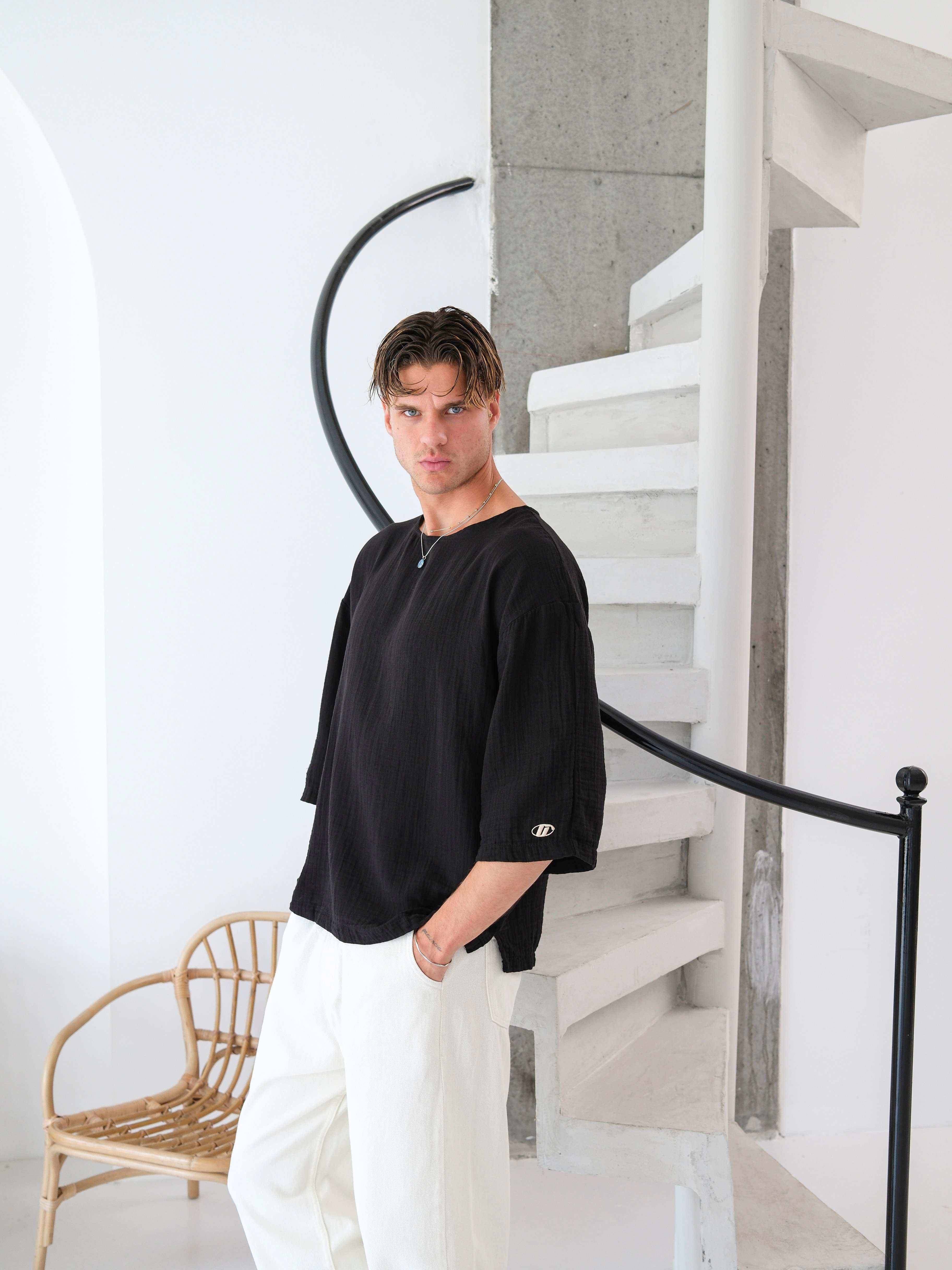 Oversize Müslin Kumaş Fakir Kol Tshirt