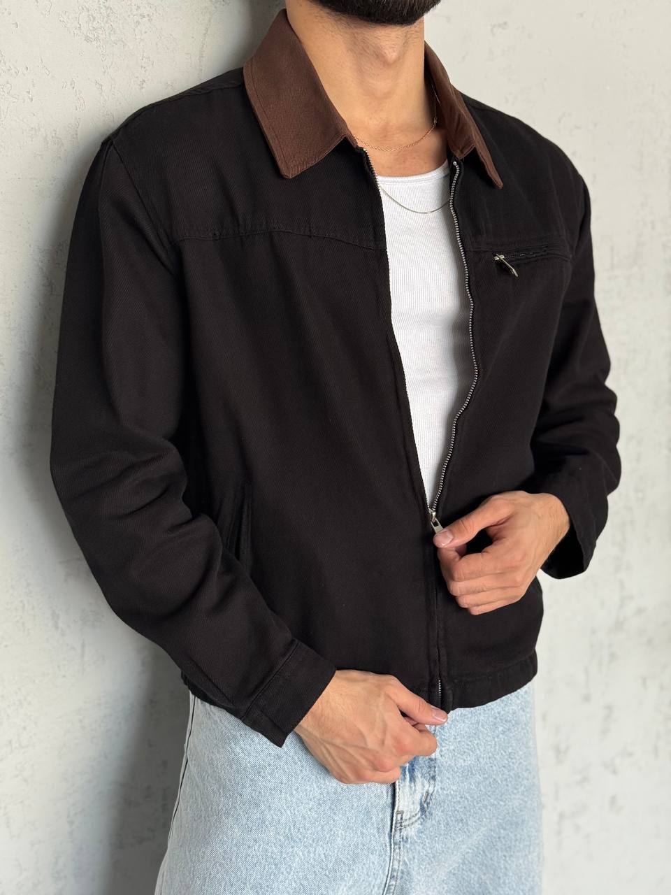 Gabardin Kumaş Crop Ceket