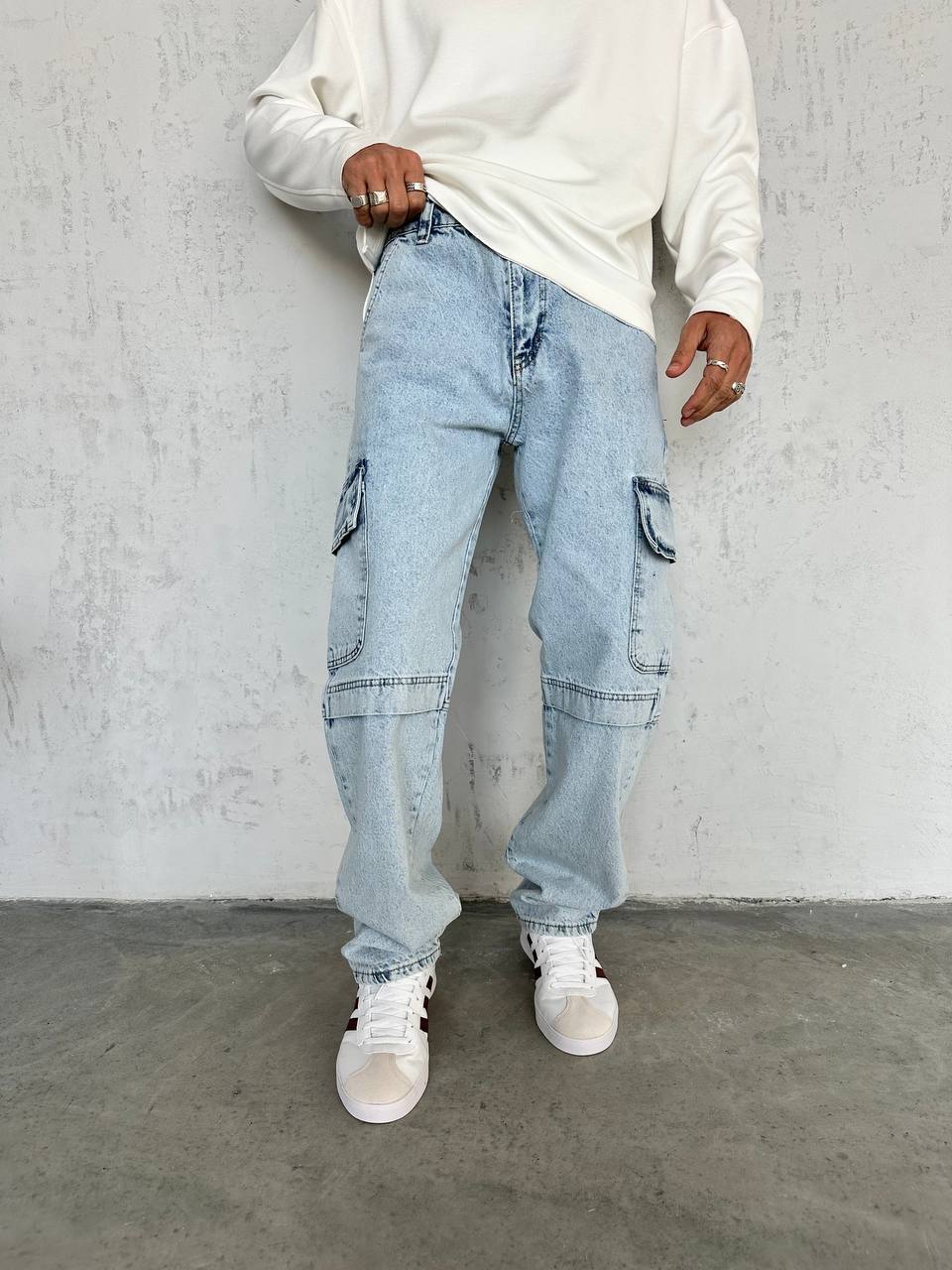 Baggy Kalıp Kargo Cepli Kot Pantolon