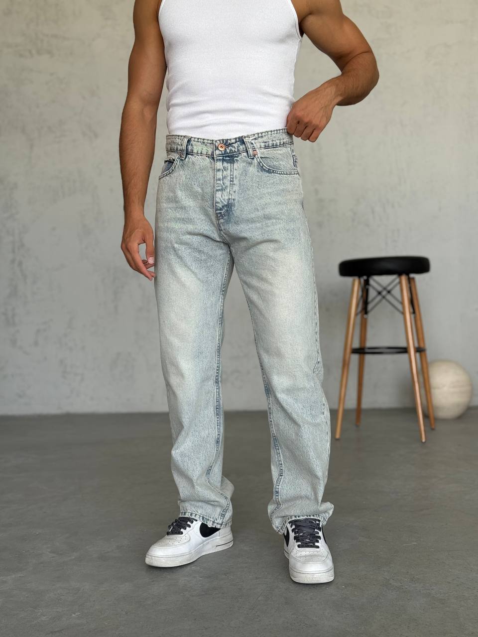 2366- Baggy Fit Yıkamalı Kot Pantolon