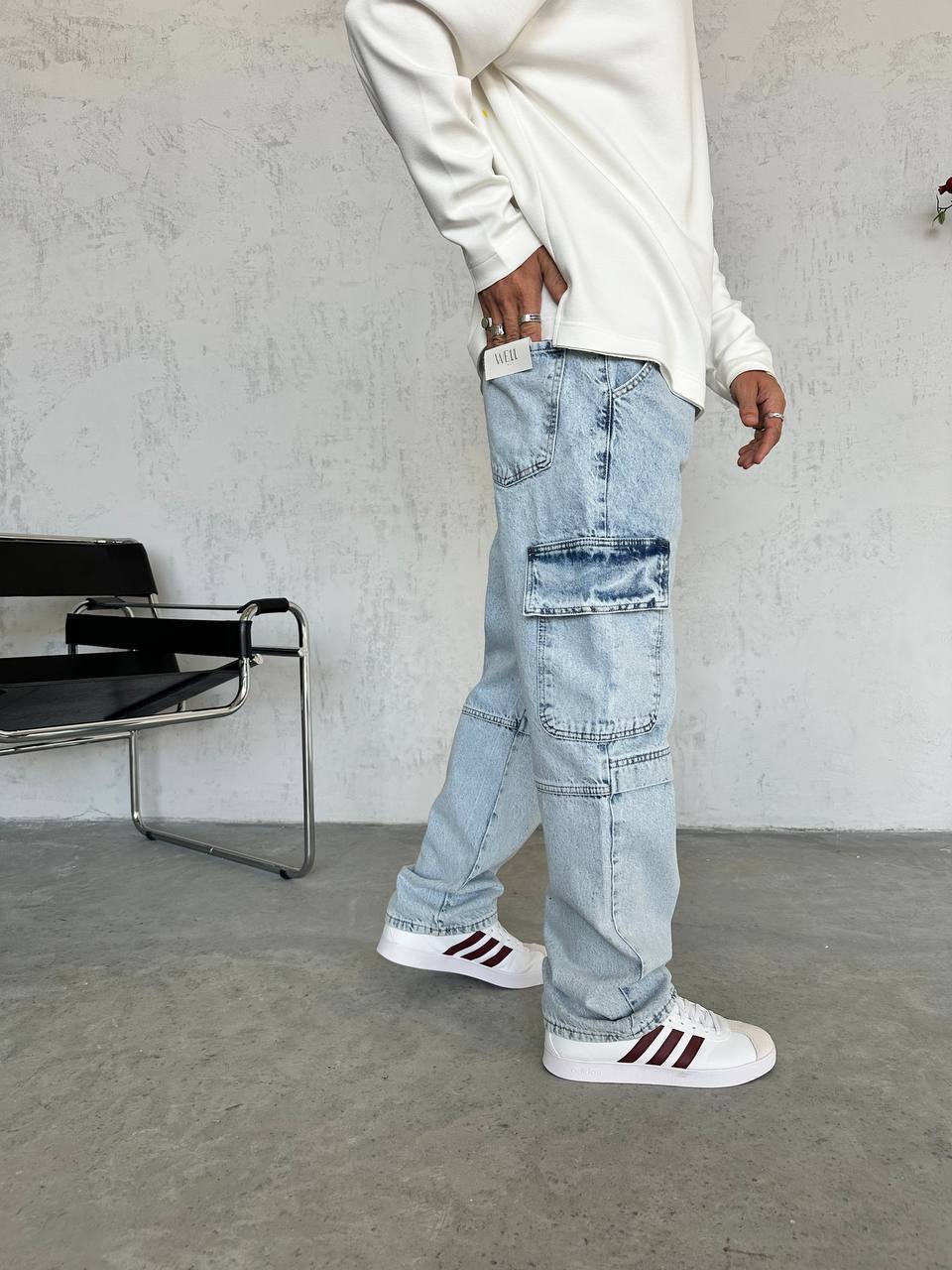 Baggy Kalıp Kargo Cepli Kot Pantolon