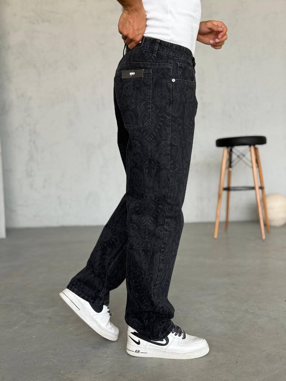 Baggy Fit Desenli Tasarım Kot Pantolon