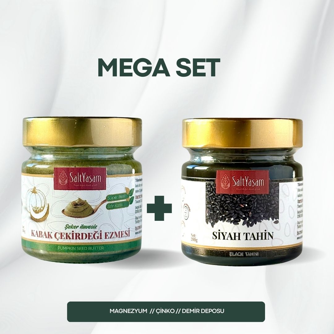 Şekersiz %100 Kabak Çekirdeği Ezmesi 200gr + Siyah Tahin 200gr Set