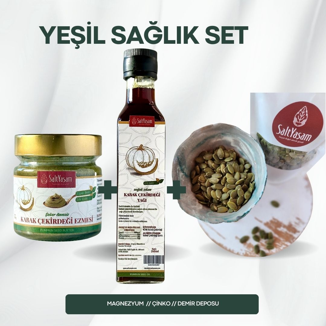 Şekersiz %100 Kabak Çekirdeği Ezmesi 200gr + Kabak Çekirdeği Yağı 240ml + Kabak Çekirdeği İçi 120gr