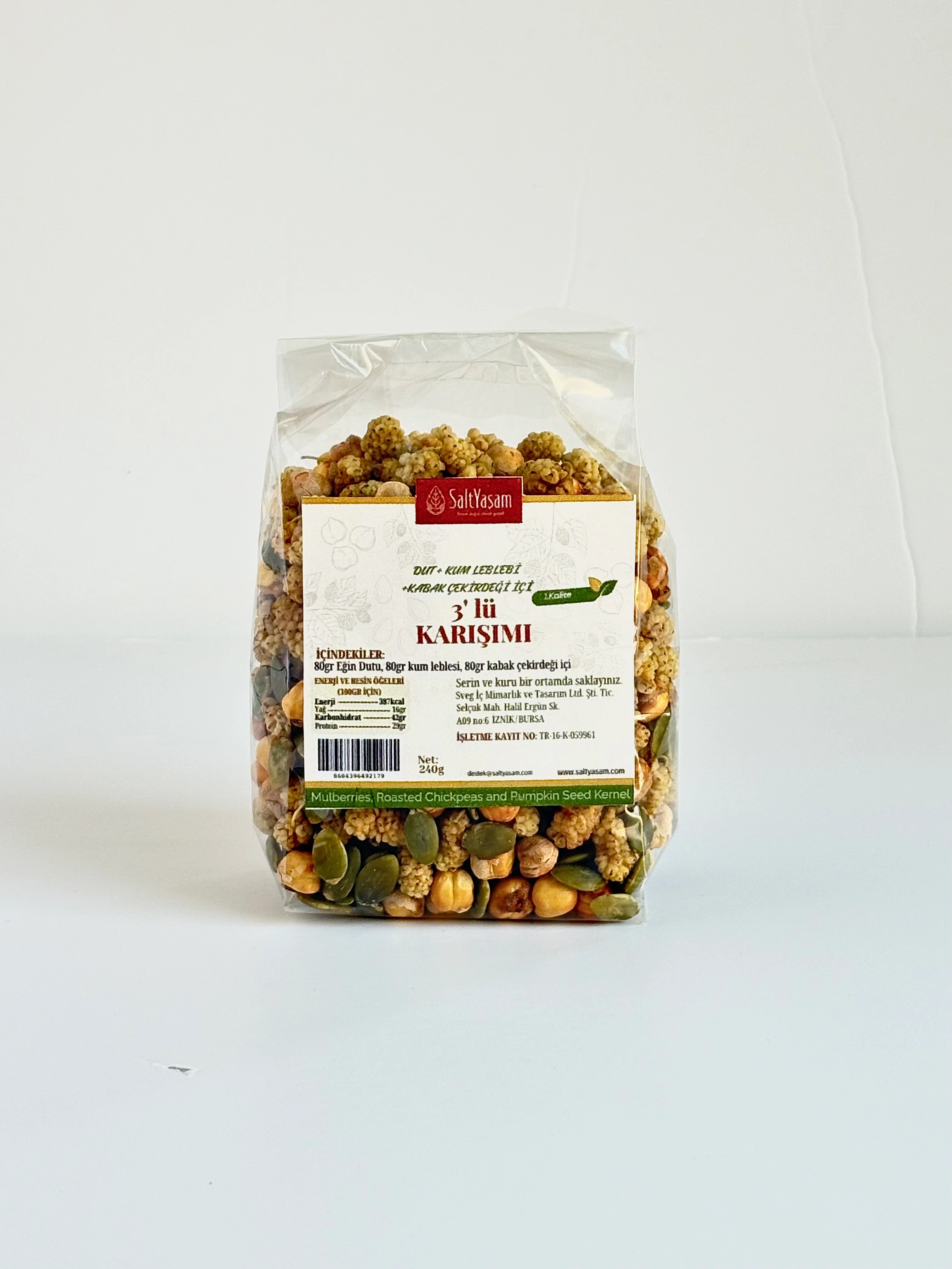3lü Karışım (Dut,Leblebi ve Kabak Çekirdeği İçi) 240gr
