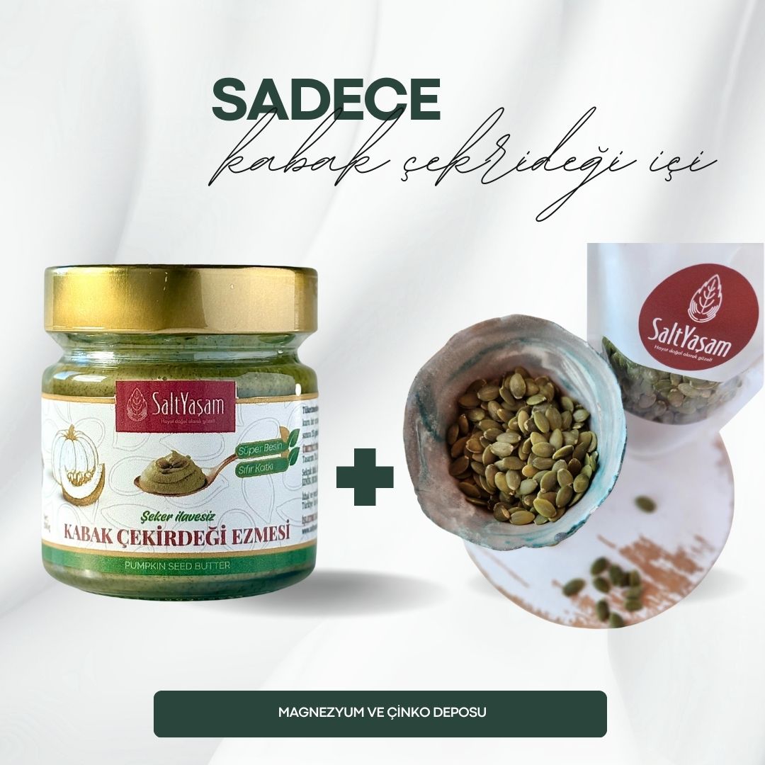 Şekersiz %100 Kabak Çekirdeği Ezmesi 200gr ve 350gr iç set
