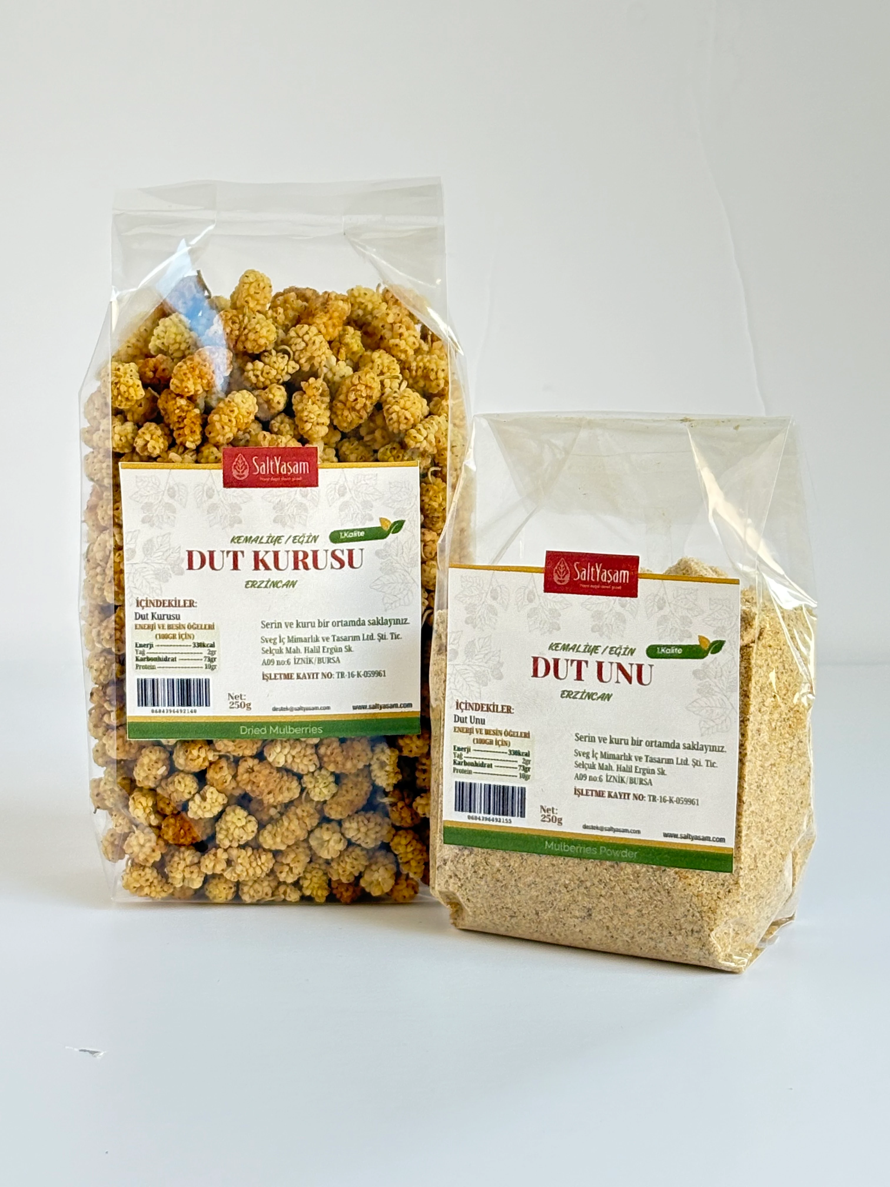 Kemaliye (Eğin) Beyaz Dut & Beyaz Dut Unu Seti – 2×250 g